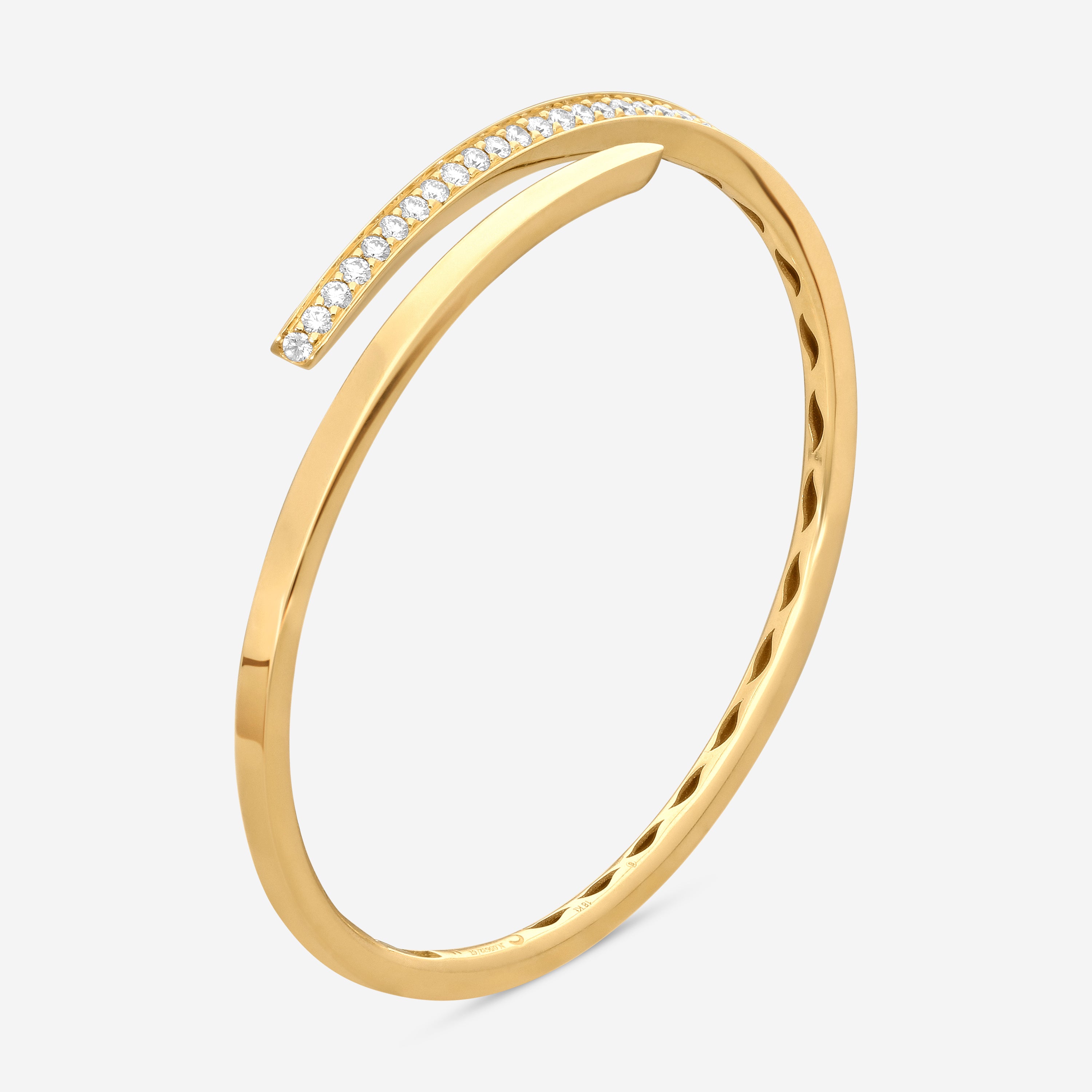 Crivelli 18K Yellow Gold Diamond Open Bangle Bracelet B0254E-6.5 — view 2