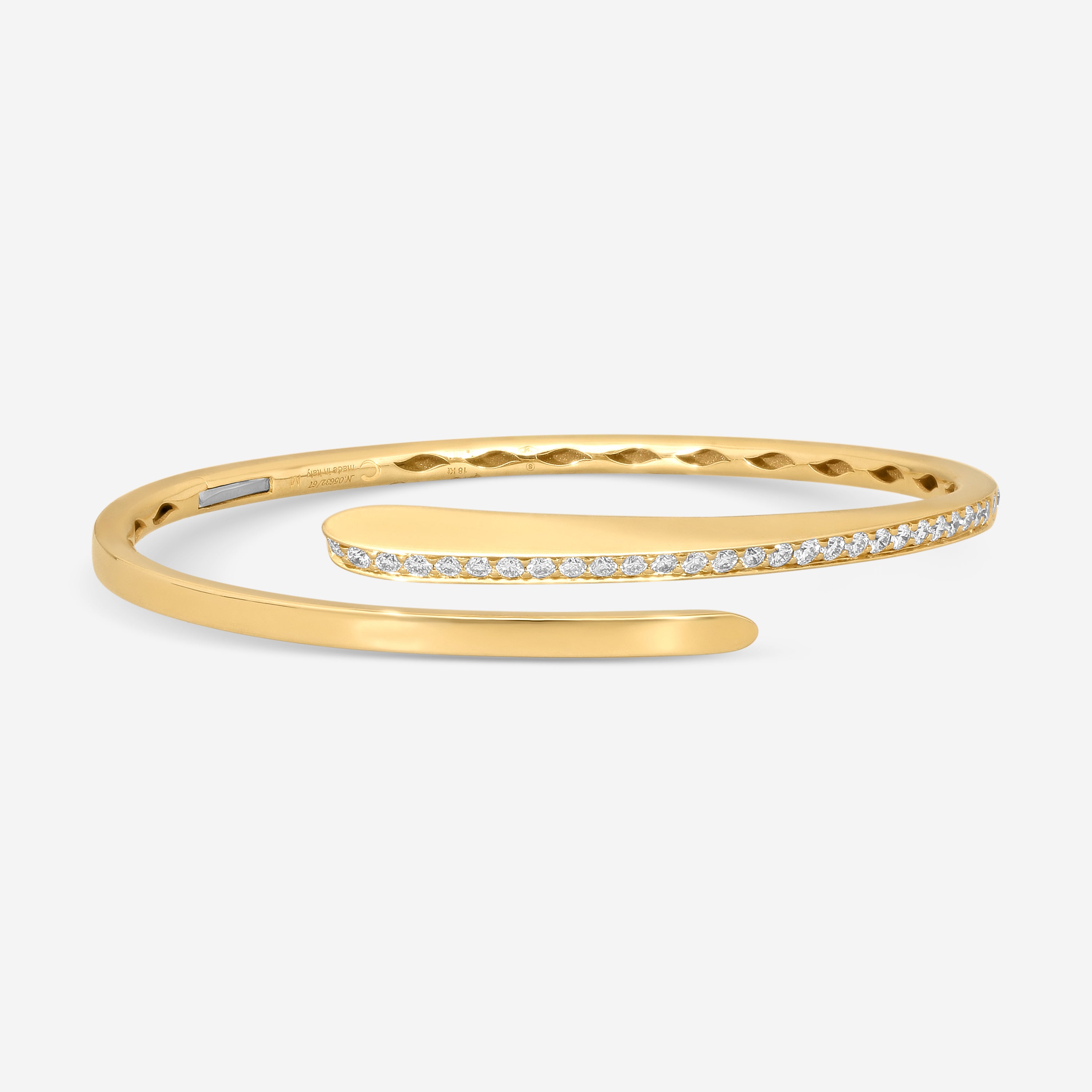Crivelli 18K Yellow Gold Diamond Open Bangle Bracelet B0254E-6.5 — view 3