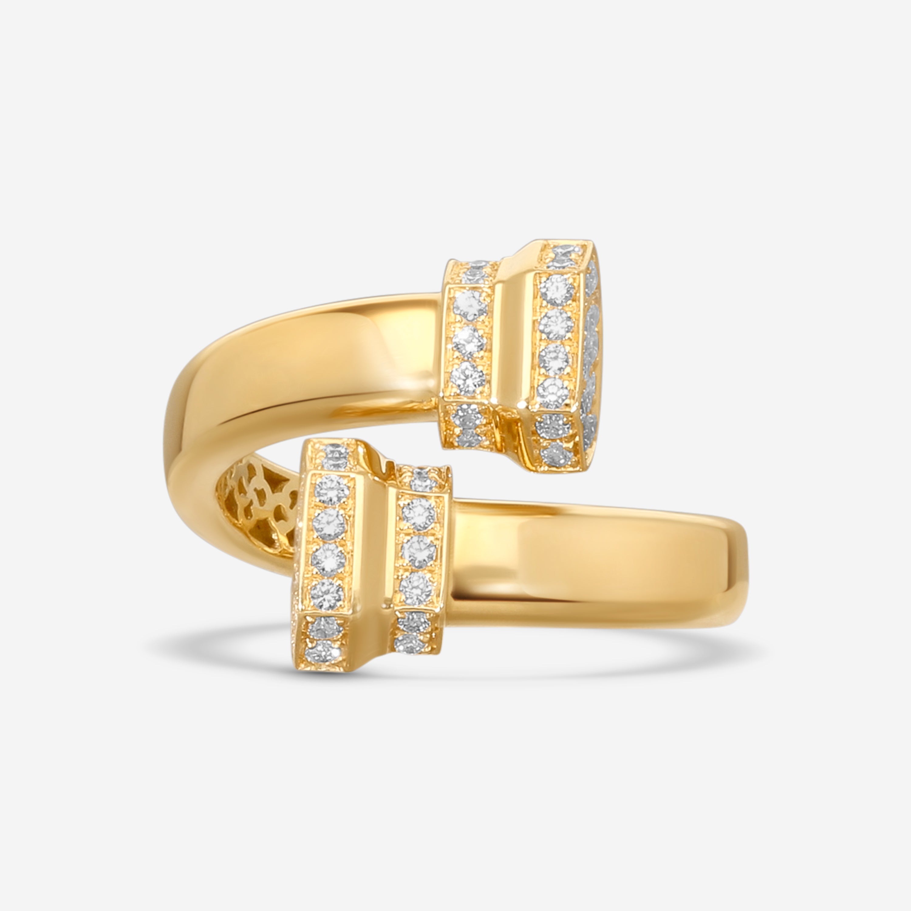 Crivelli 18K Yellow Gold Two-Headed Pillar Wrap Ring Sz. 7 R0312E-7