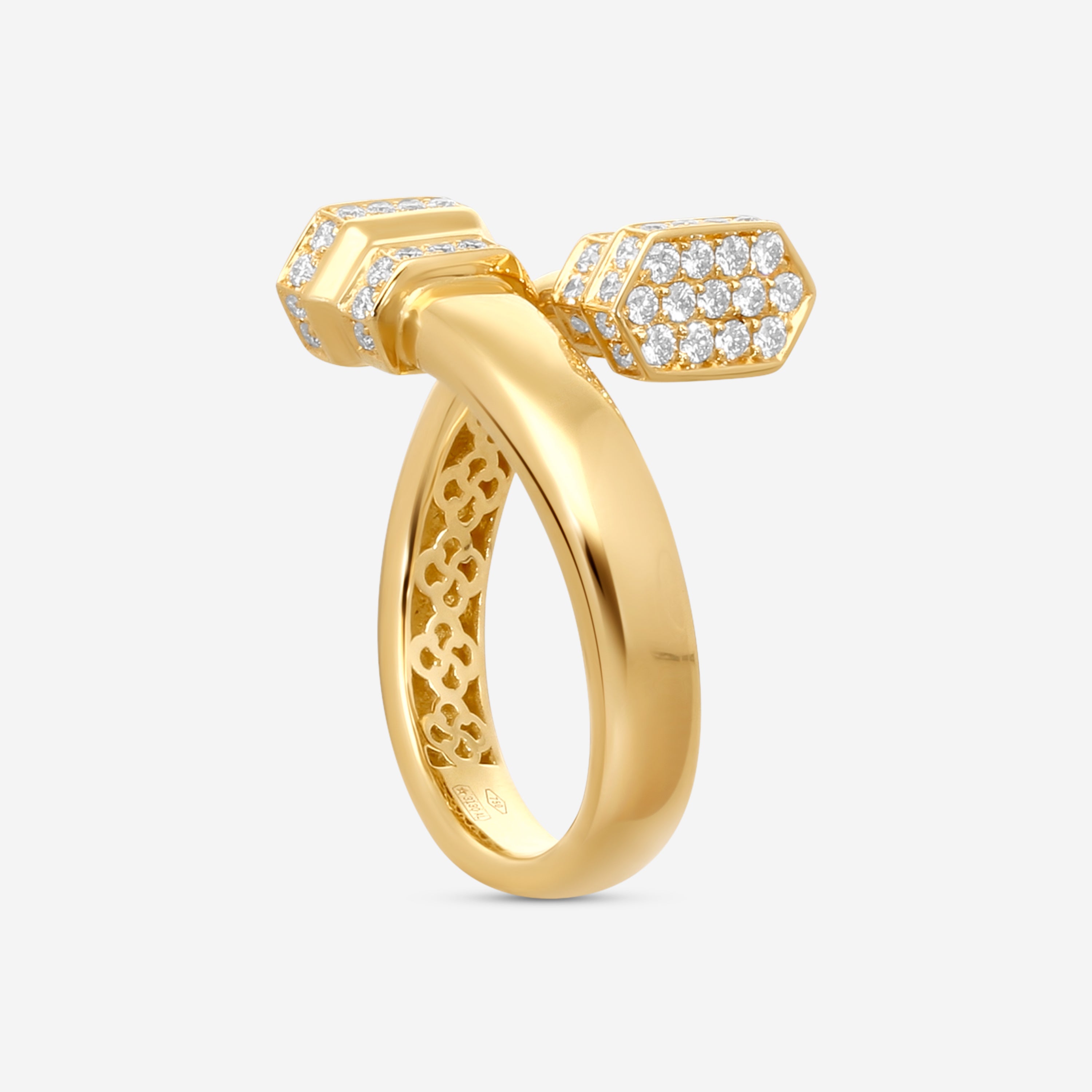 Crivelli 18K Yellow Gold Two-Headed Pillar Wrap Ring Sz. 7 R0312E-7 — view 2