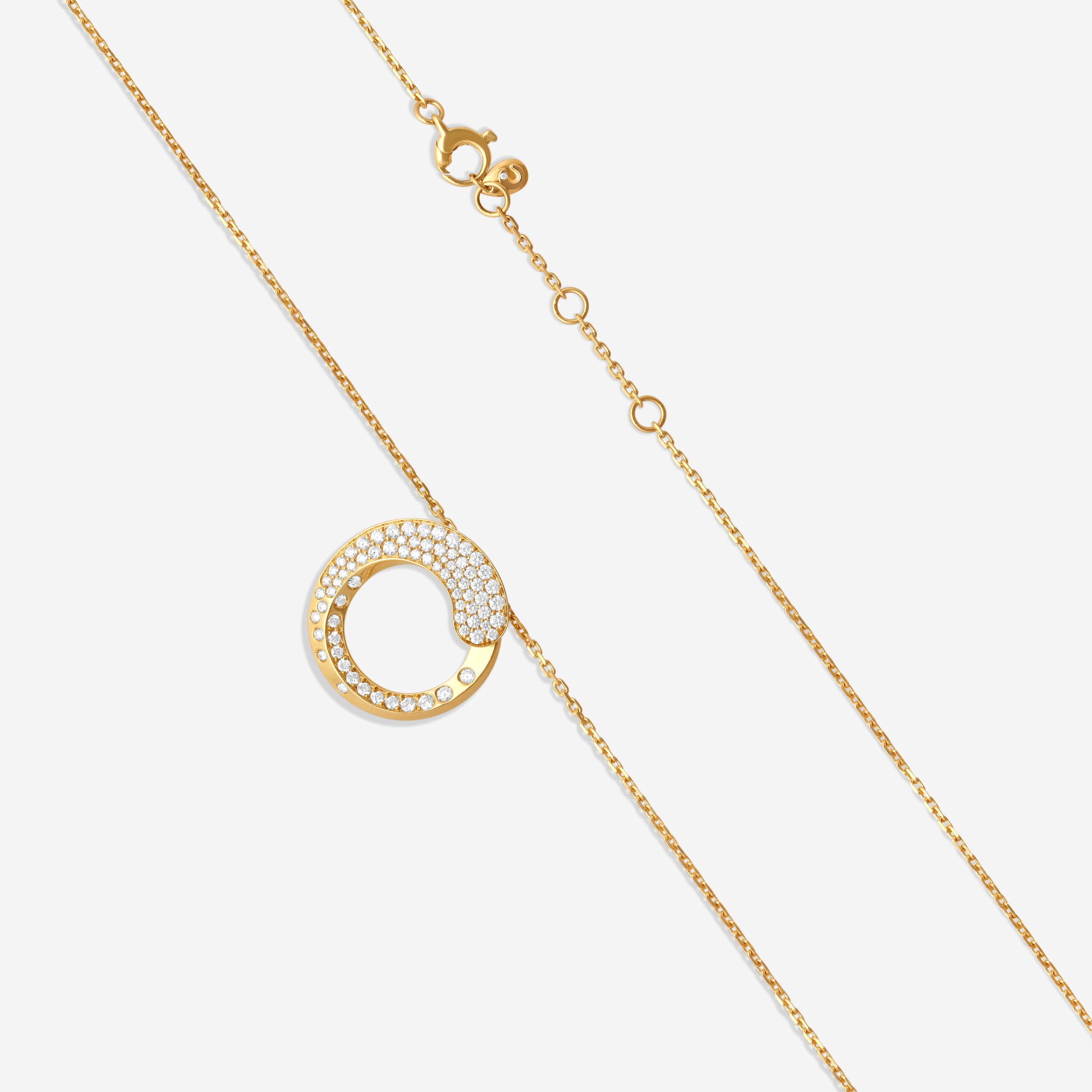 Crivelli 18K Yellow Gold Diamond Circle Pendant Necklace P0008E — view 4