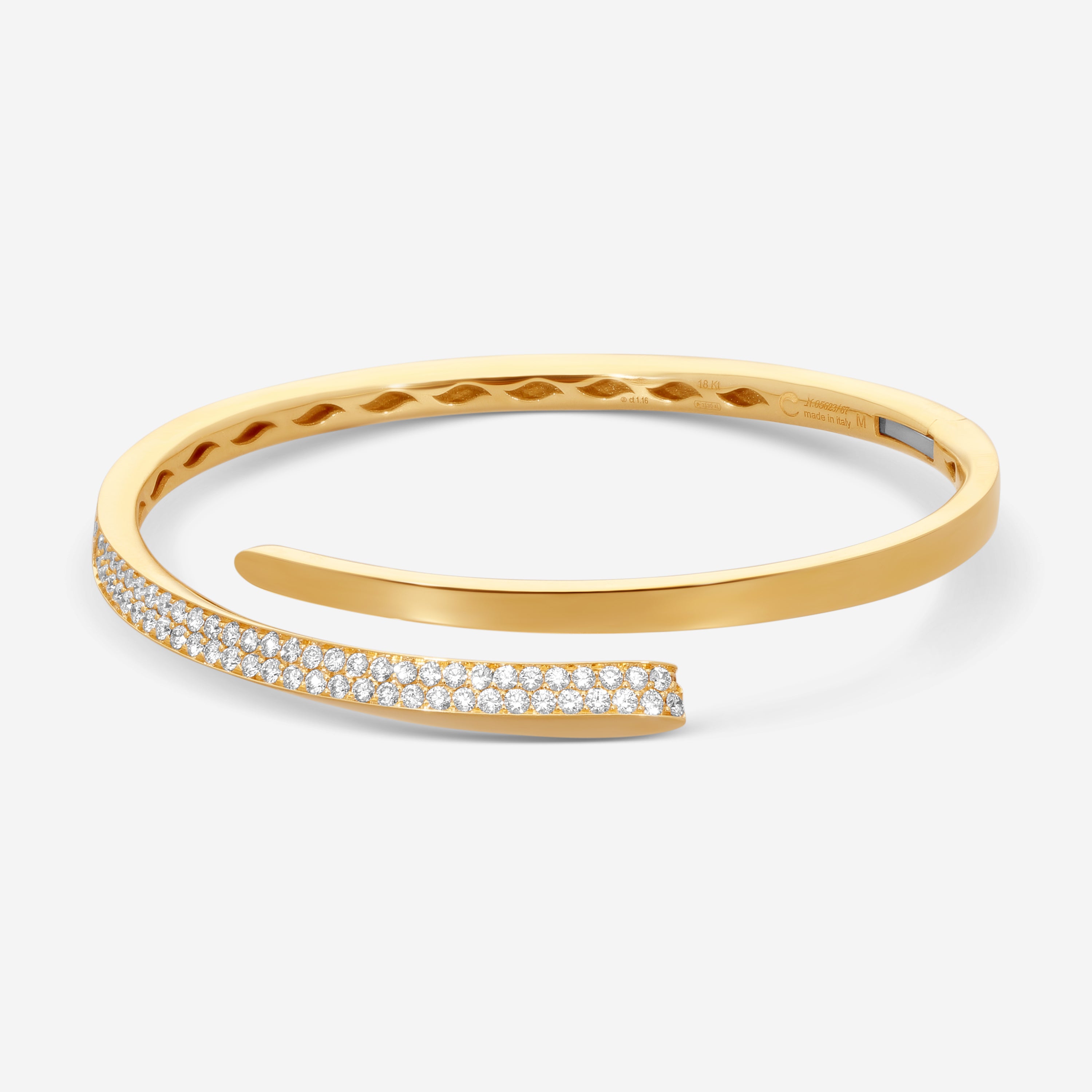 Crivelli 18K Yellow Gold Diamond Open Bangle Bracelet B0253E