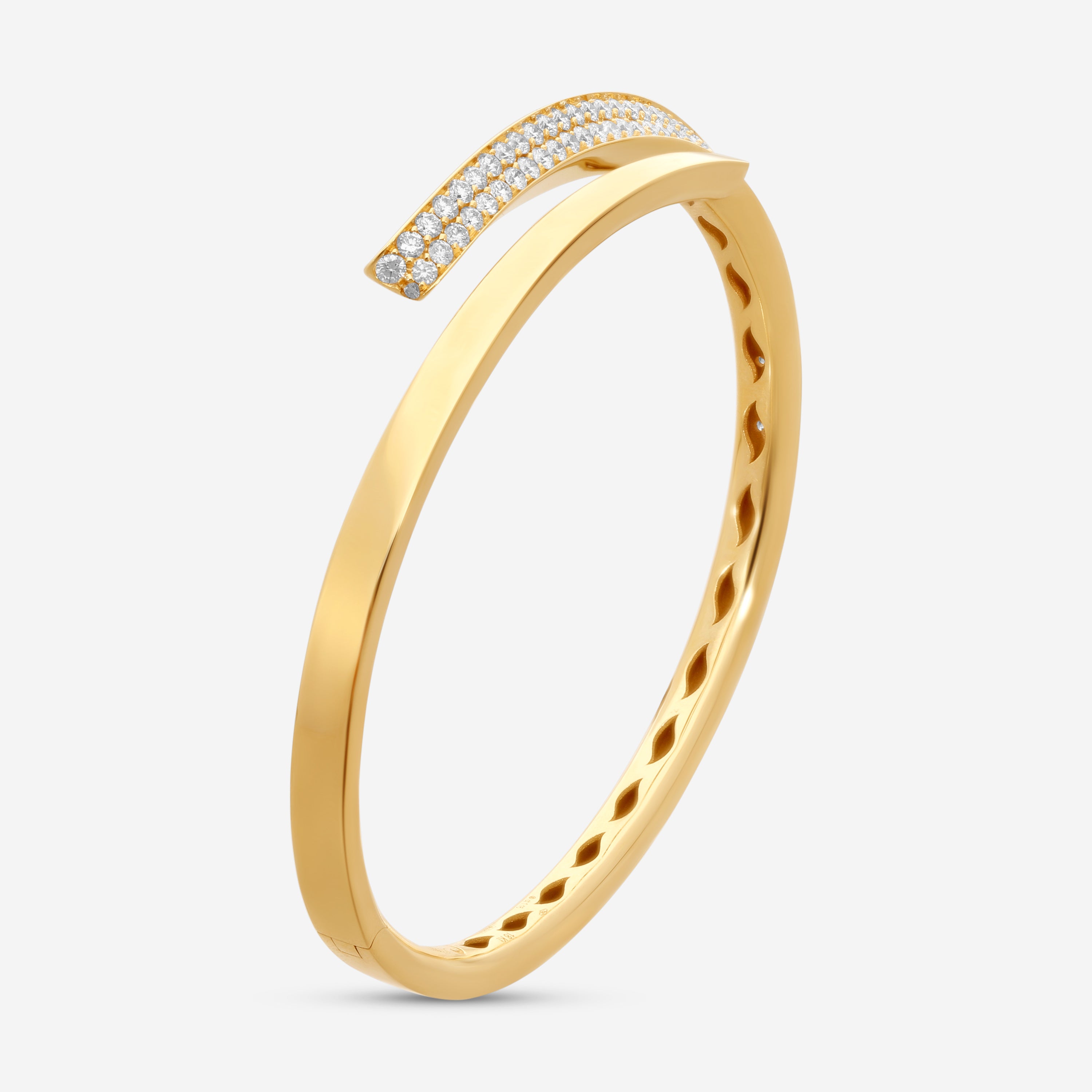 Crivelli 18K Yellow Gold Diamond Open Bangle Bracelet B0253E — view 2