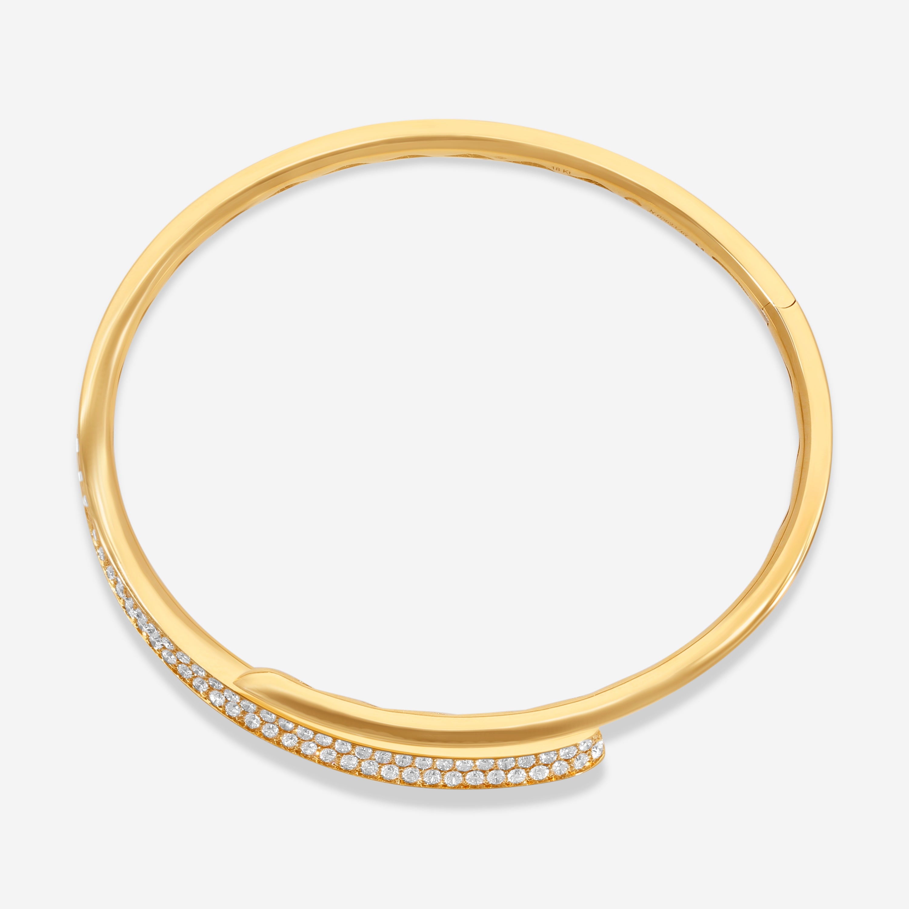 Crivelli 18K Yellow Gold Diamond Open Bangle Bracelet B0253E — view 3