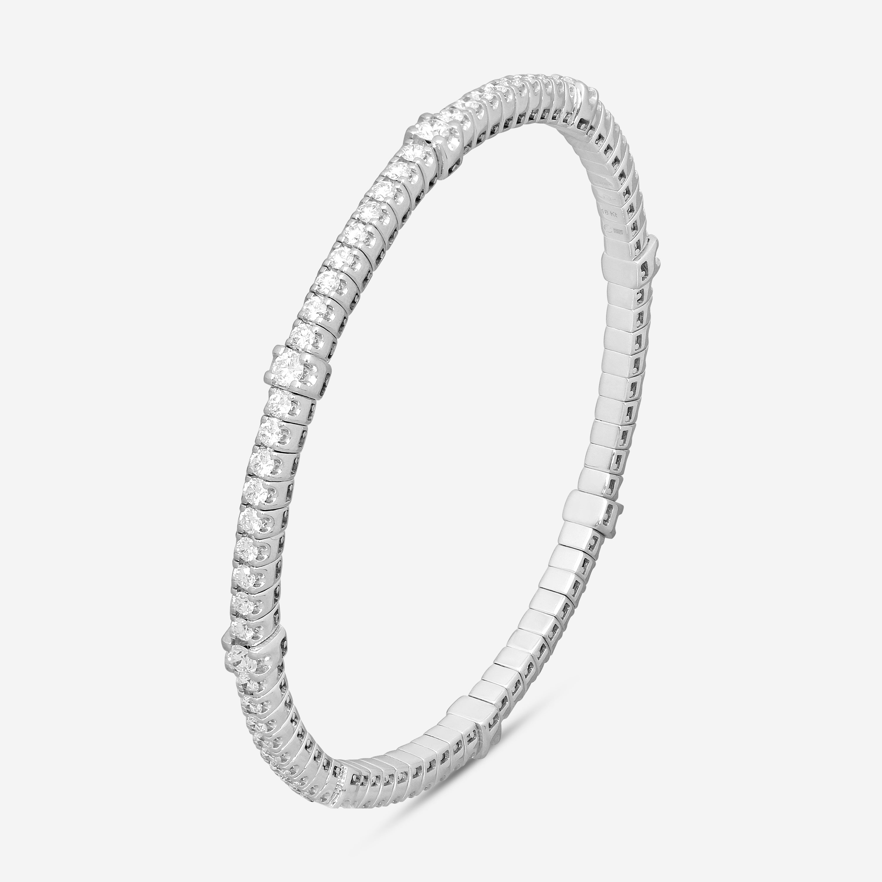 Crivelli 18K White Gold Diamond Flexible Tennis Bracelet B0386E-7 — view 2