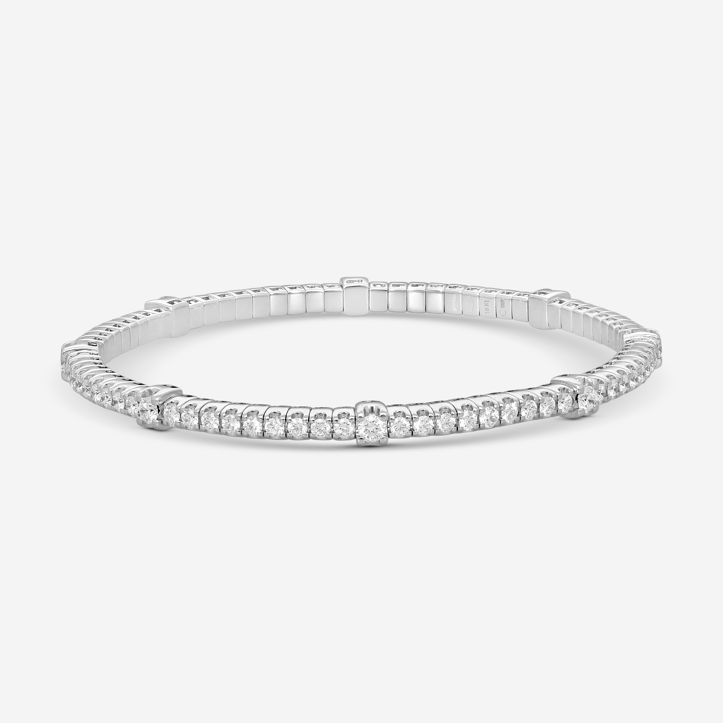 Crivelli 18K White Gold Diamond Flexible Tennis Bracelet B0386E-7 — view 4