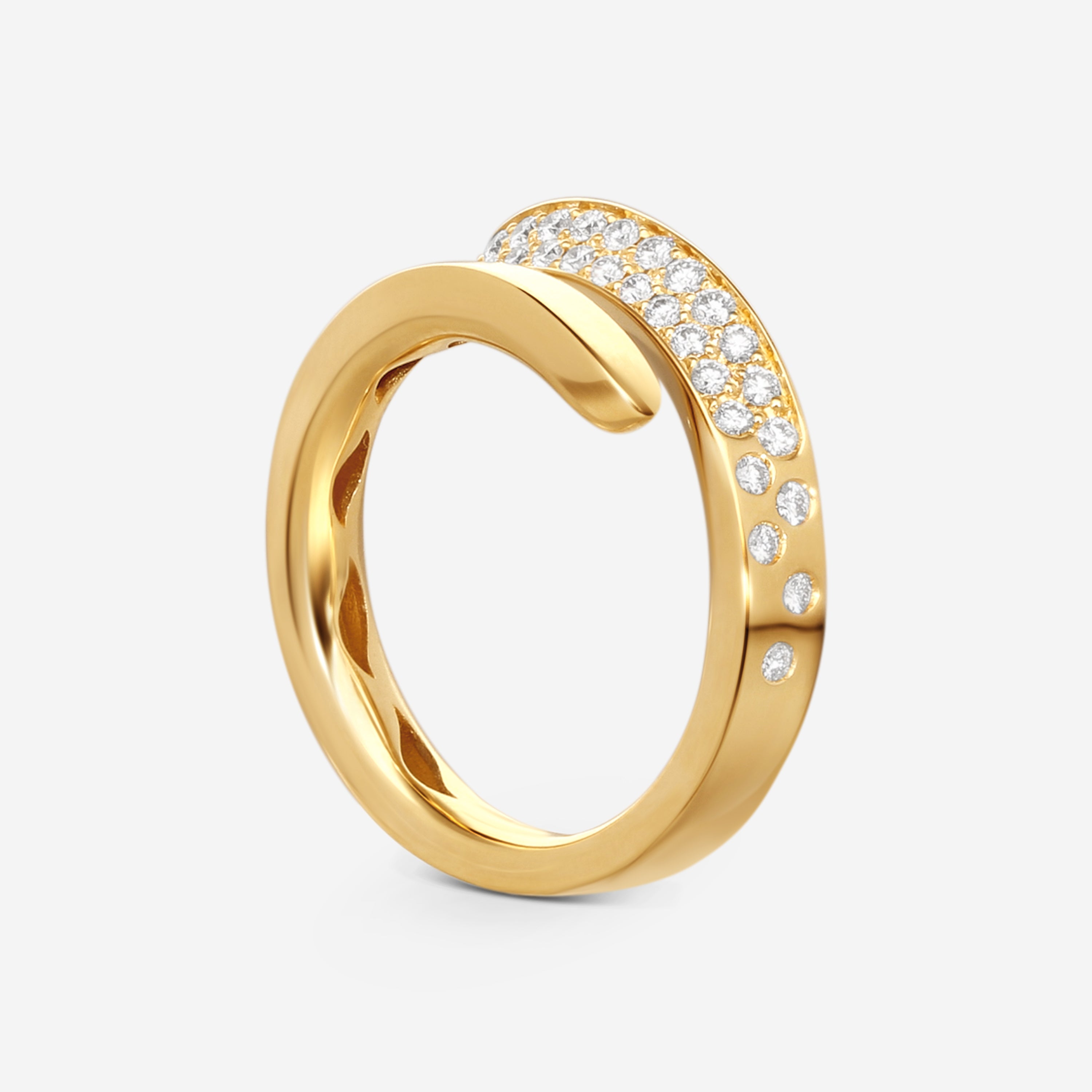 Crivelli 18K Yellow Gold Diamond Slim Wrap Ring Sz. 7 R0216E-7 — view 3