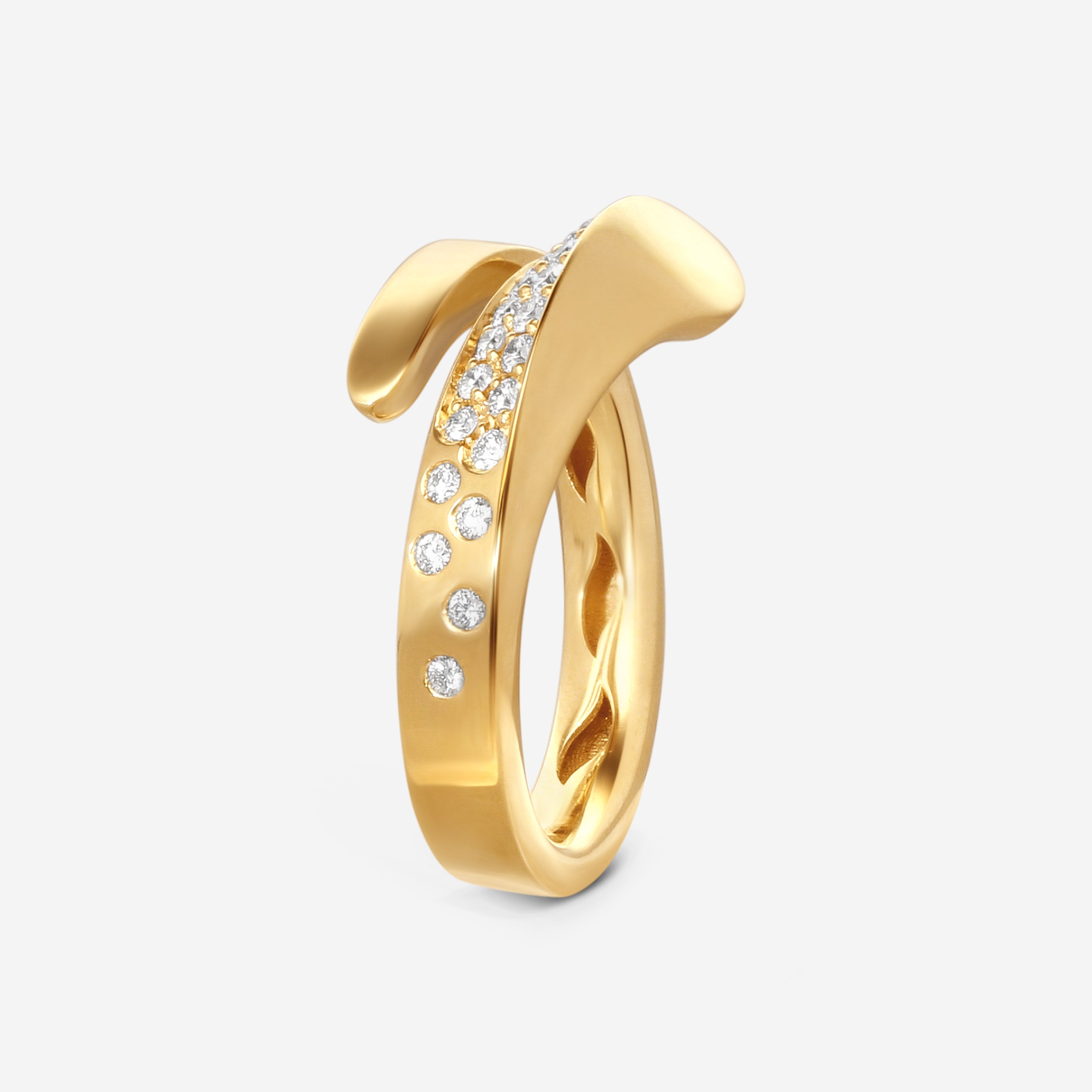 Crivelli 18K Yellow Gold Diamond Slim Wrap Ring Sz. 7 R0216E-7 — view 4
