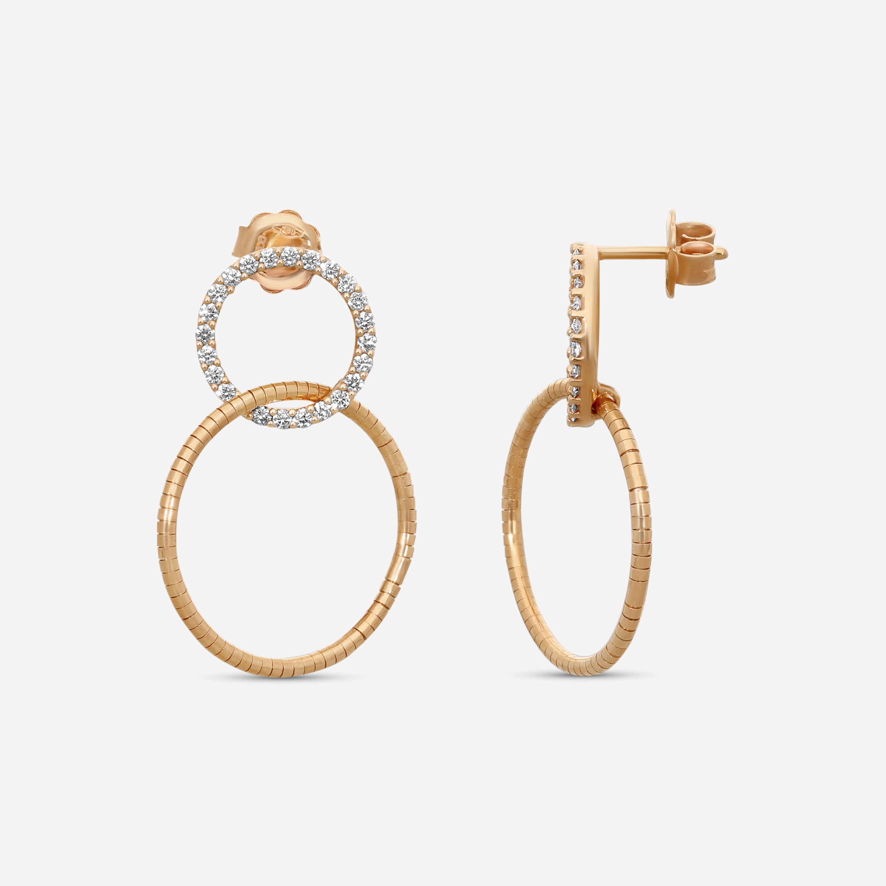 Mattia Cielo Rugiada Tennis 18K Rose Gold & Titanium Diamond Drop Earrings LJWR319-P — view 3
