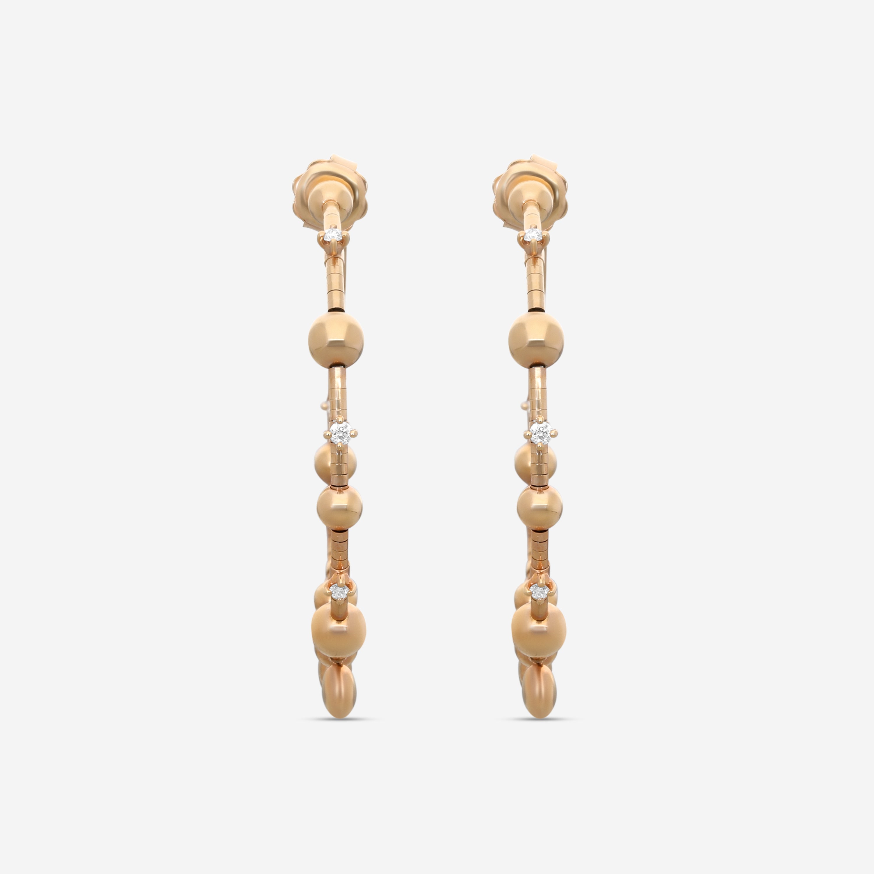 Mattia Cielo Rugiada Gocce 18K Rose Gold & Titanium Diamond Hoop Earrings LJWR303-P — view 2