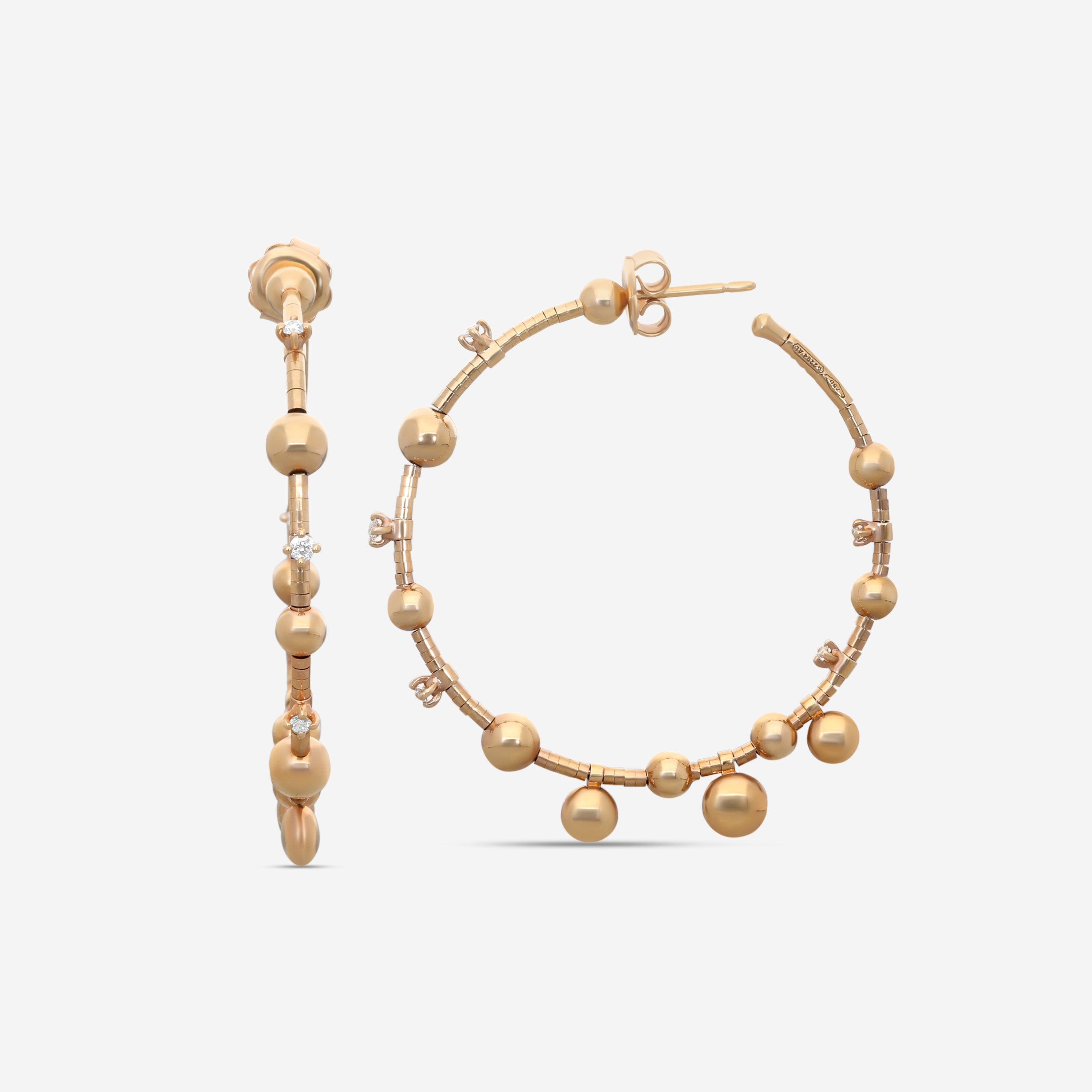 Mattia Cielo Rugiada Gocce 18K Rose Gold & Titanium Diamond Hoop Earrings LJWR303-P — view 3