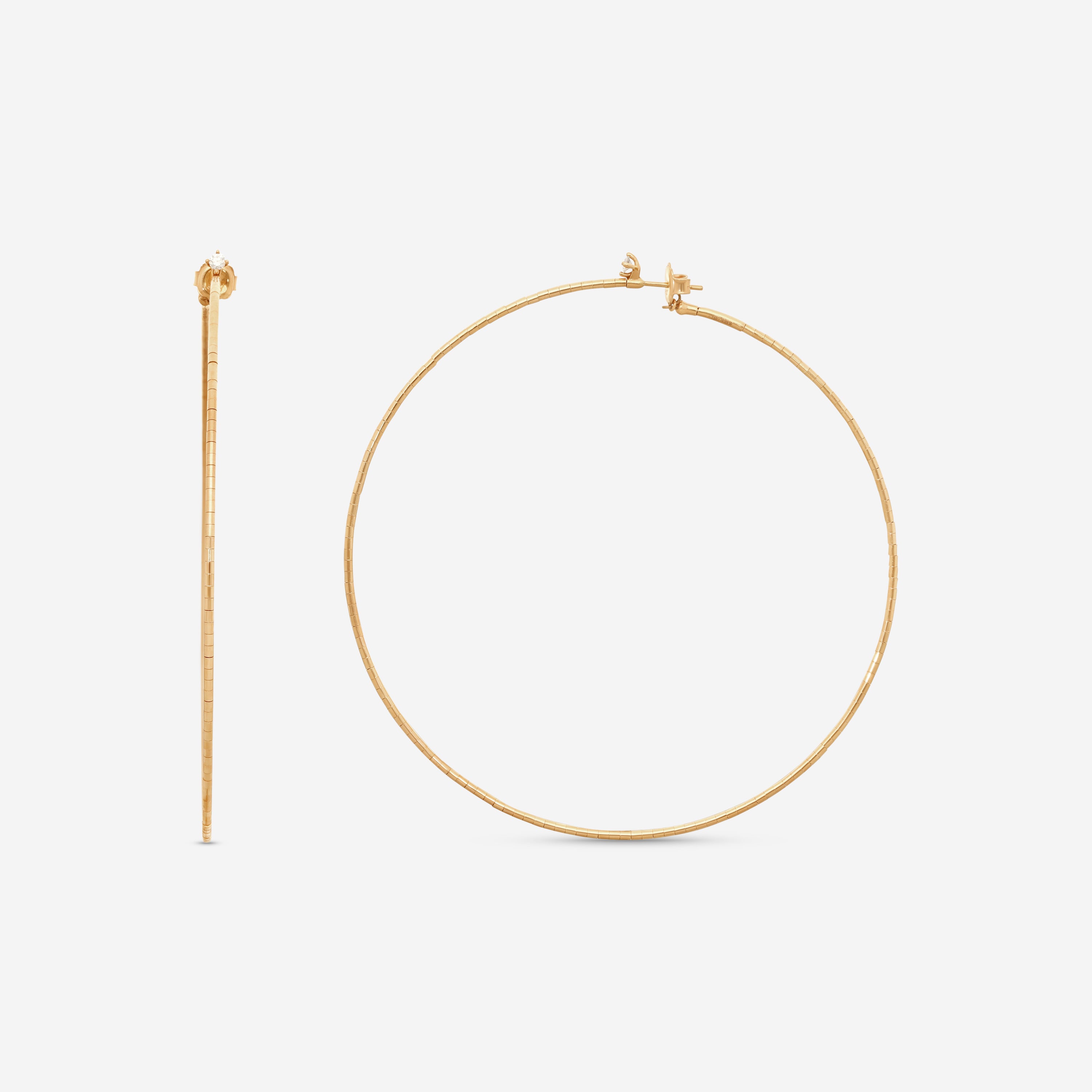Mattia Cielo Rugiada Diamanti 18K Rose Gold & Titanium Diamond Hoop Earrings LJWR352D-P — view 3