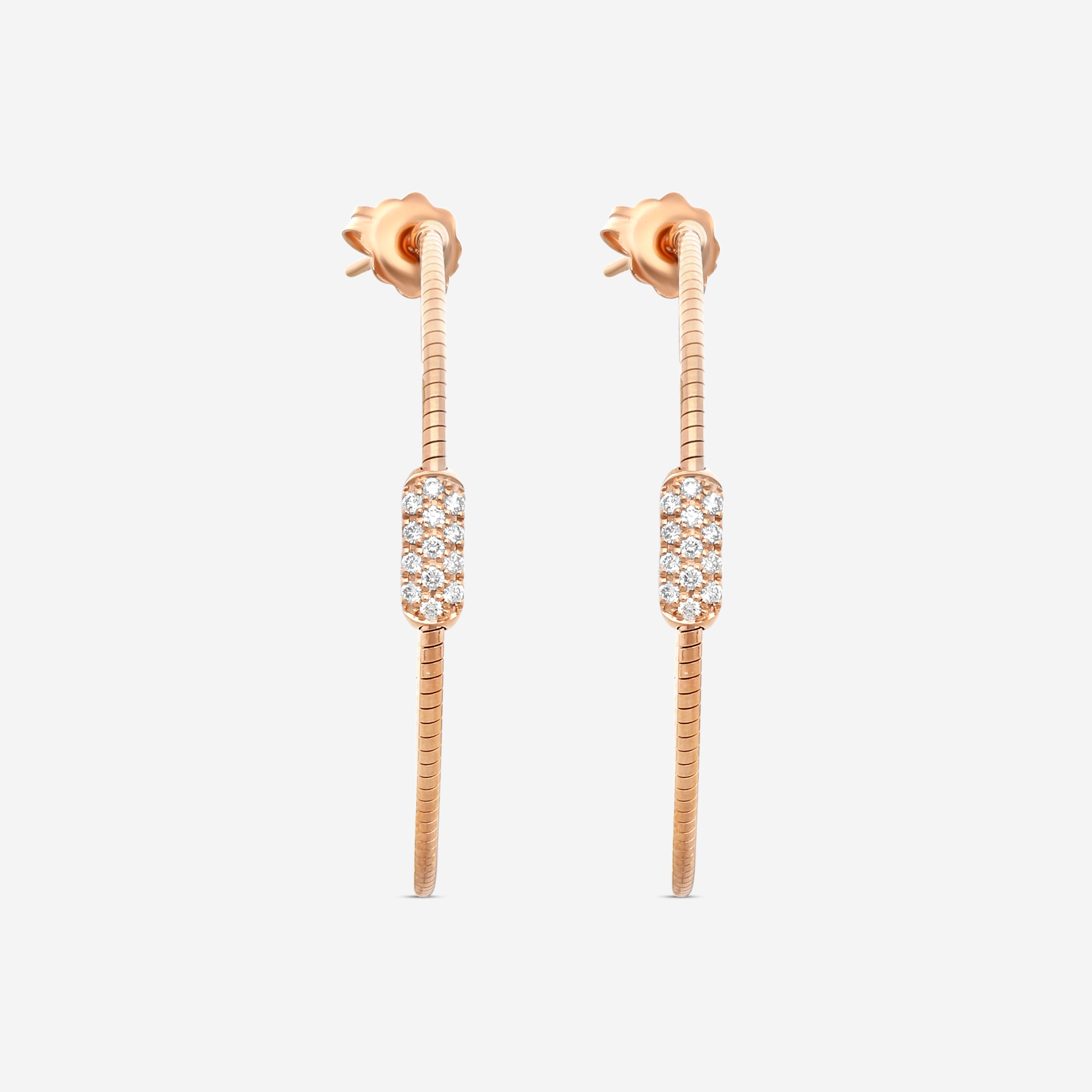 Mattia Cielo Rugiada Pave 18K Rose Gold & Titanium Diamond Hoop Earrings LJWR302E-P — view 2