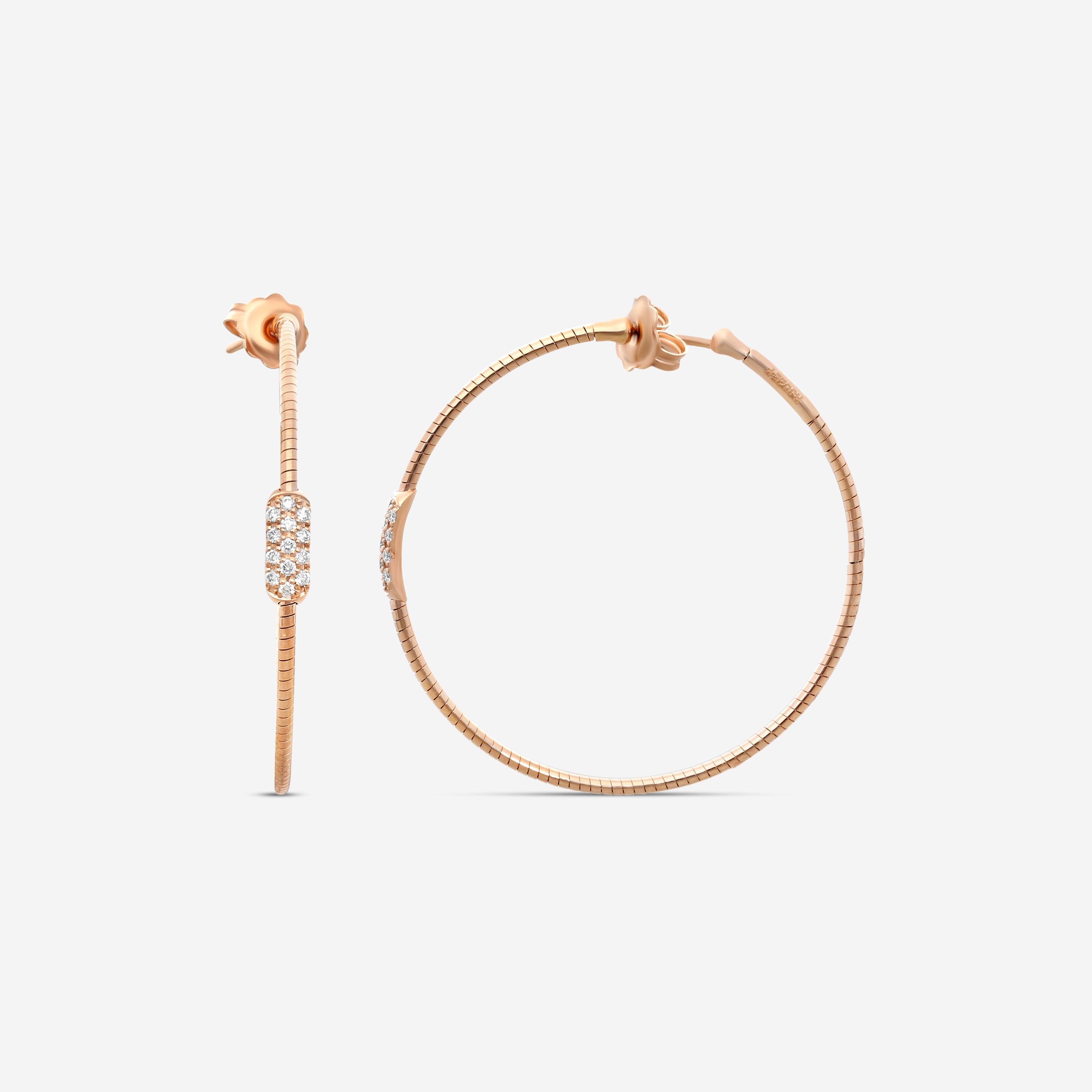 Mattia Cielo Rugiada Pave 18K Rose Gold & Titanium Diamond Hoop Earrings LJWR302E-P — view 3