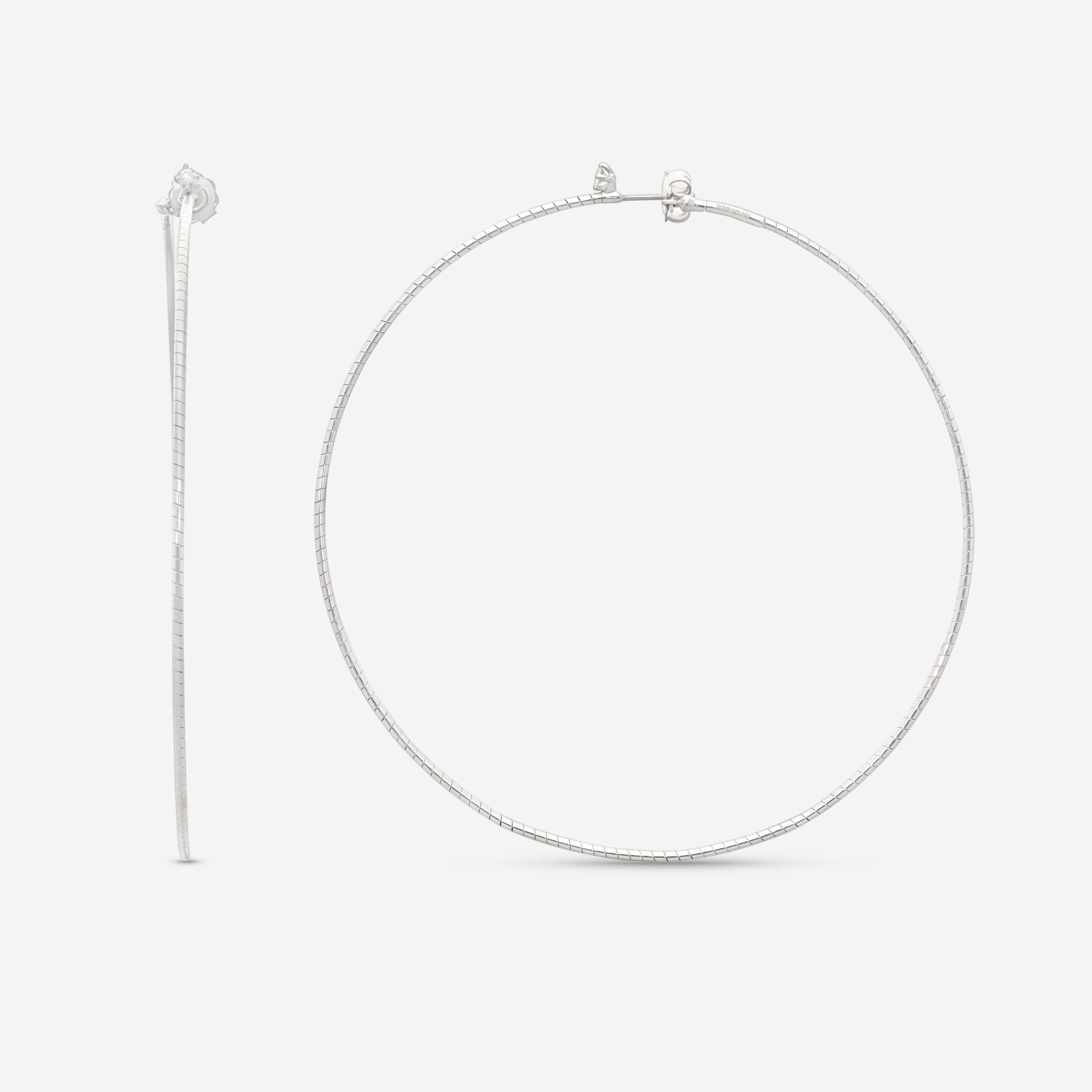 Mattia Cielo Rugiada Diamanti 18K White Gold & Titanium Diamond Hoop Earrings LJWR352D-W — view 3