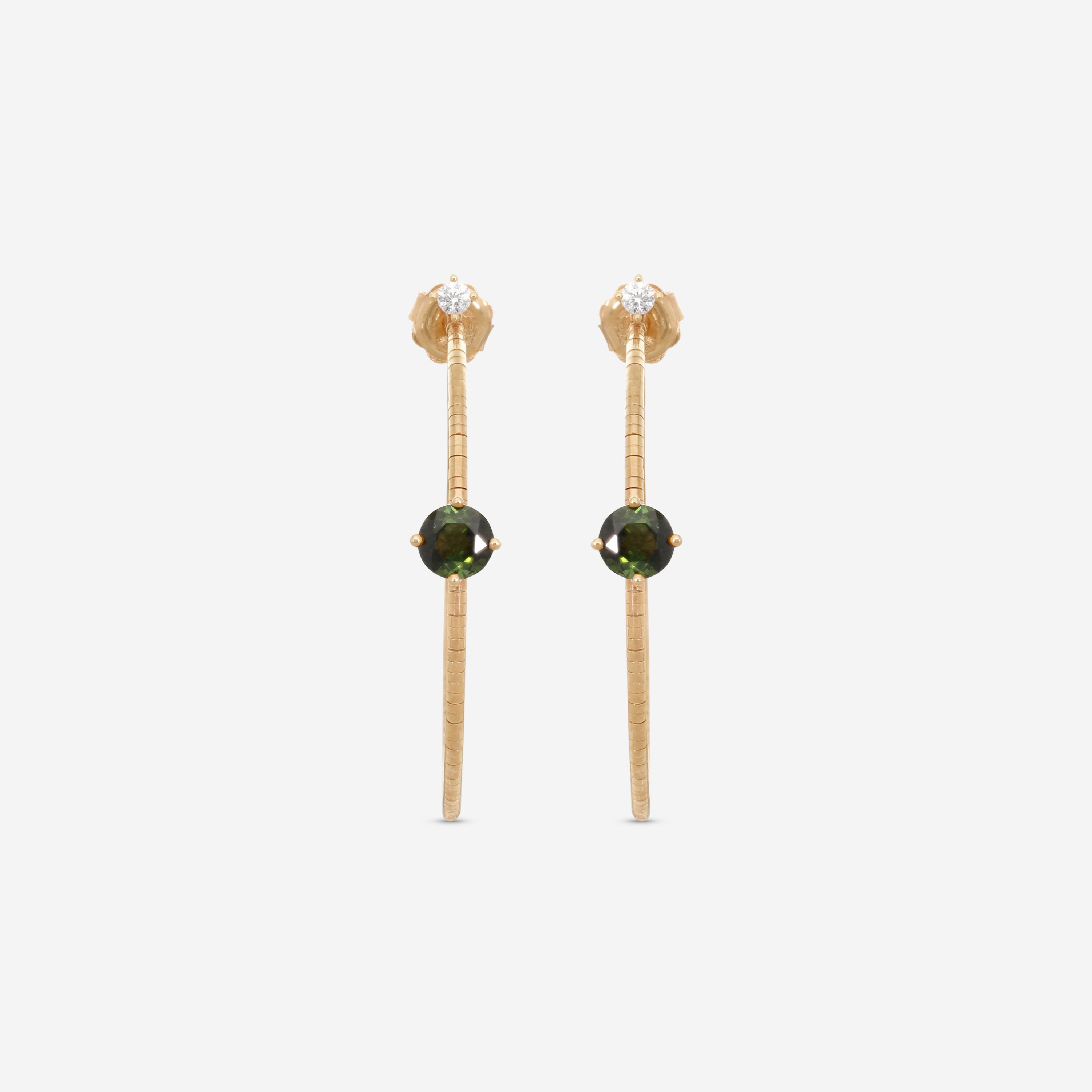 Mattia Cielo Rugiada Pietre 18K Rose Gold & Titanium Diamond & Green Tourmaline Hoop Earrings LJWR338-P — view 2