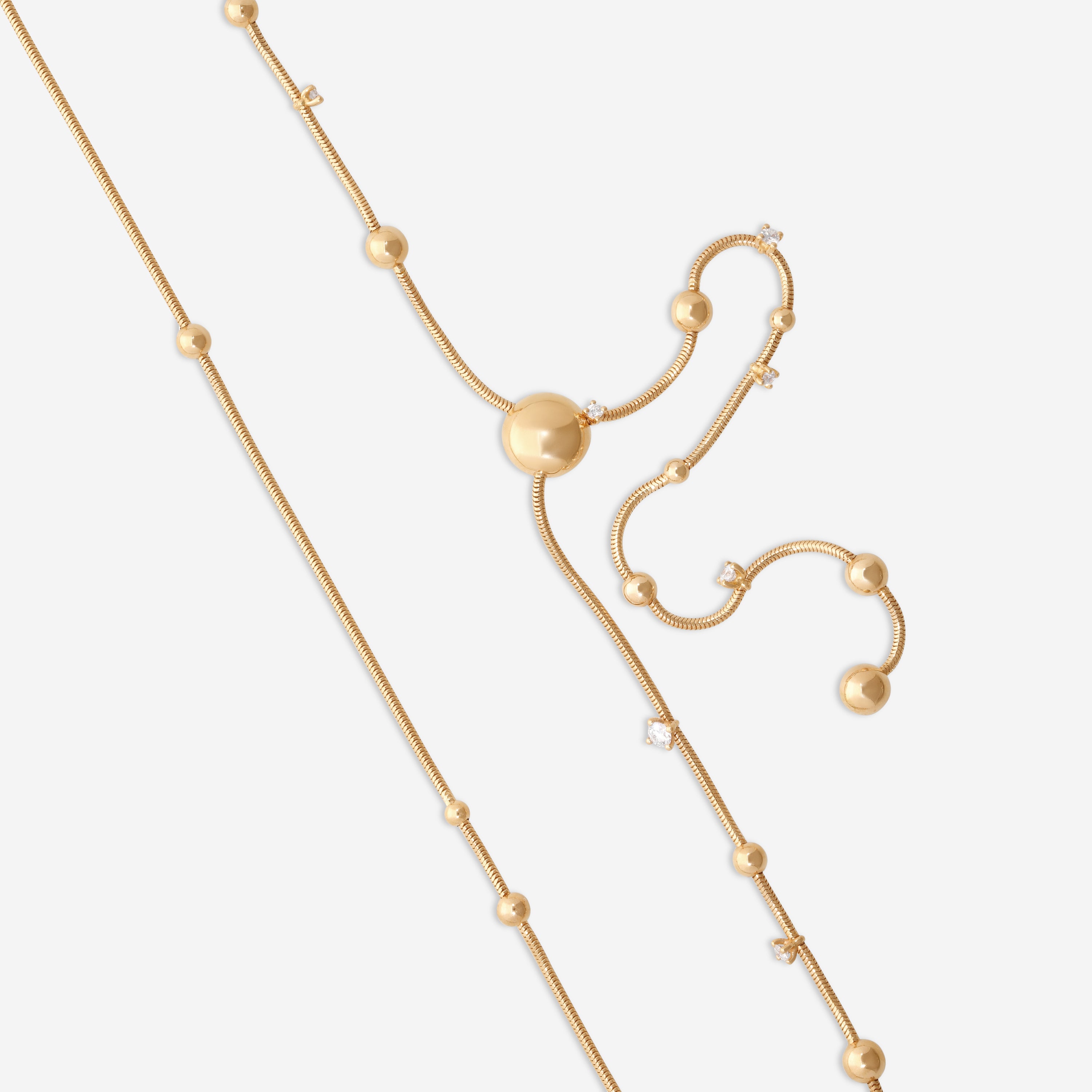 Mattia Cielo Rugiada Gocce 18K Rose Gold Diamond Lariat Necklace LJWR296-P — view 2