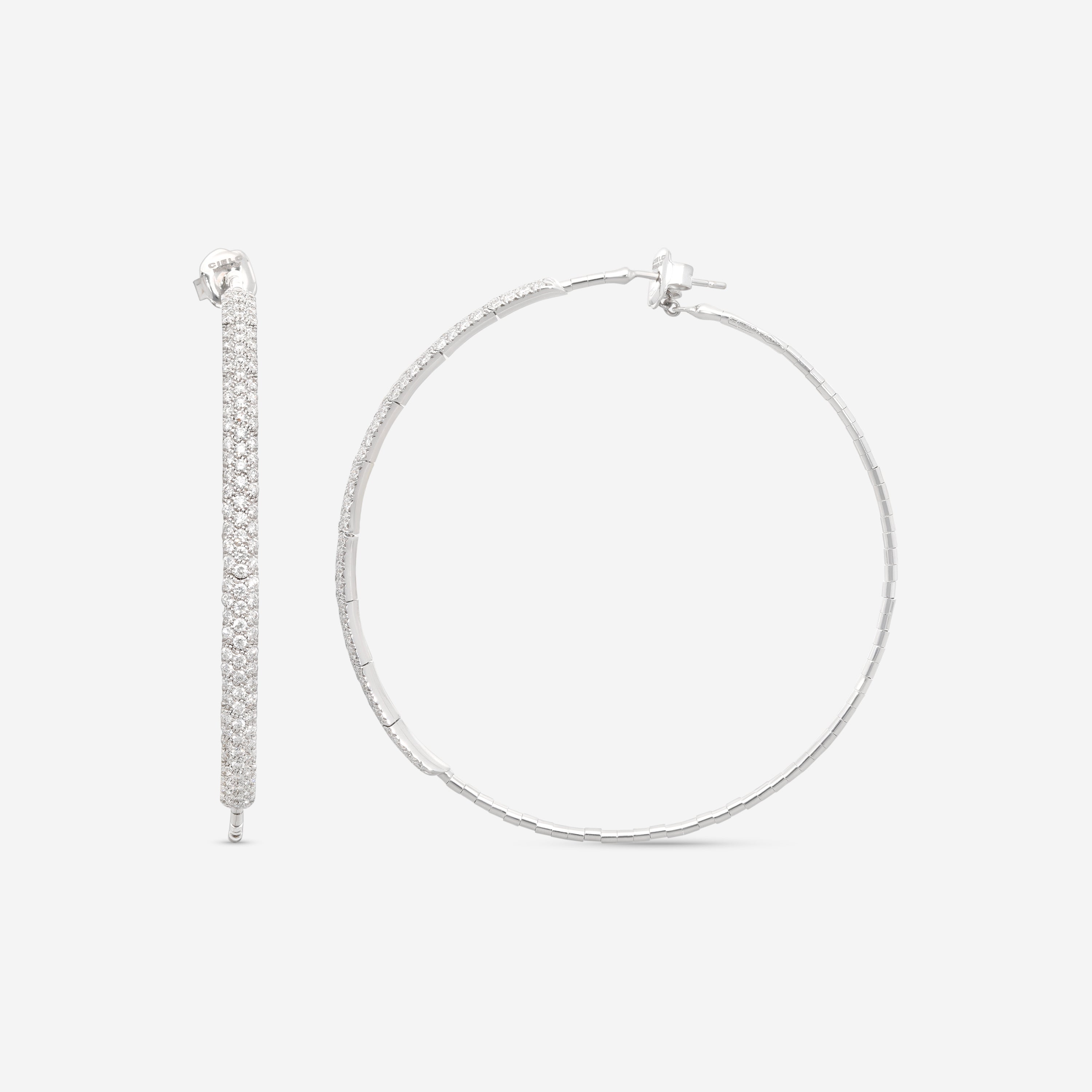 Mattia Cielo Rugiada Pave 18K White Gold & Titanium Diamond Hoop Earrings LJWR225-W — view 3