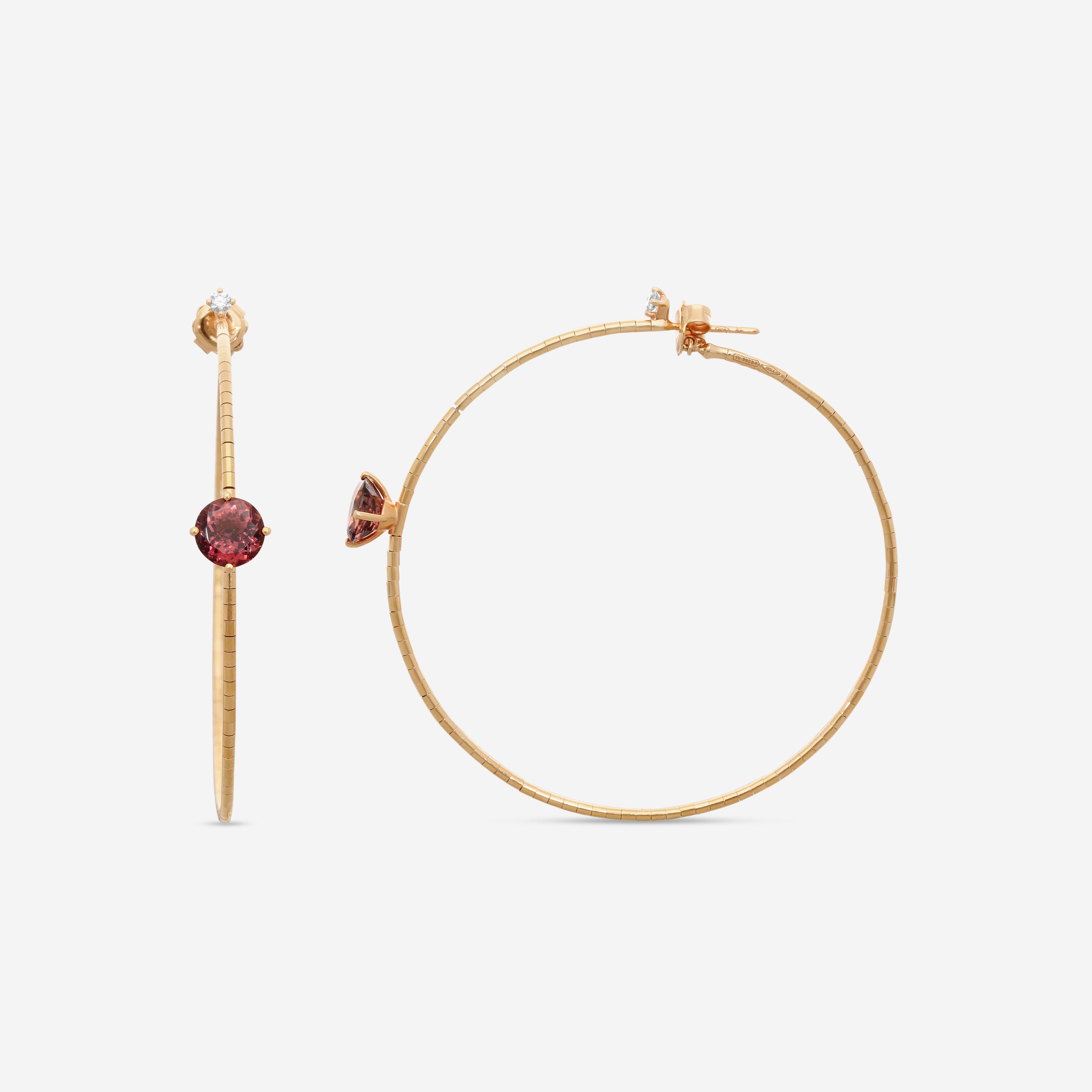 Mattia Cielo Rugiada Pietre 18K Rose Gold & Titanium Diamond & Pink Tourmaline Hoop Earrings LJWR332-P — view 2