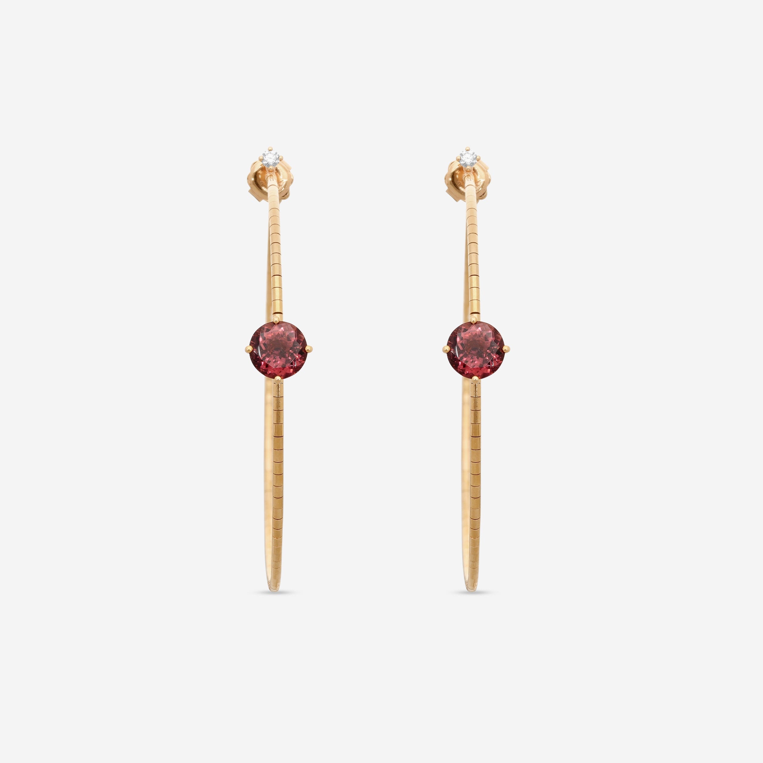 Mattia Cielo Rugiada Pietre 18K Rose Gold & Titanium Diamond & Pink Tourmaline Hoop Earrings LJWR332-P — view 3