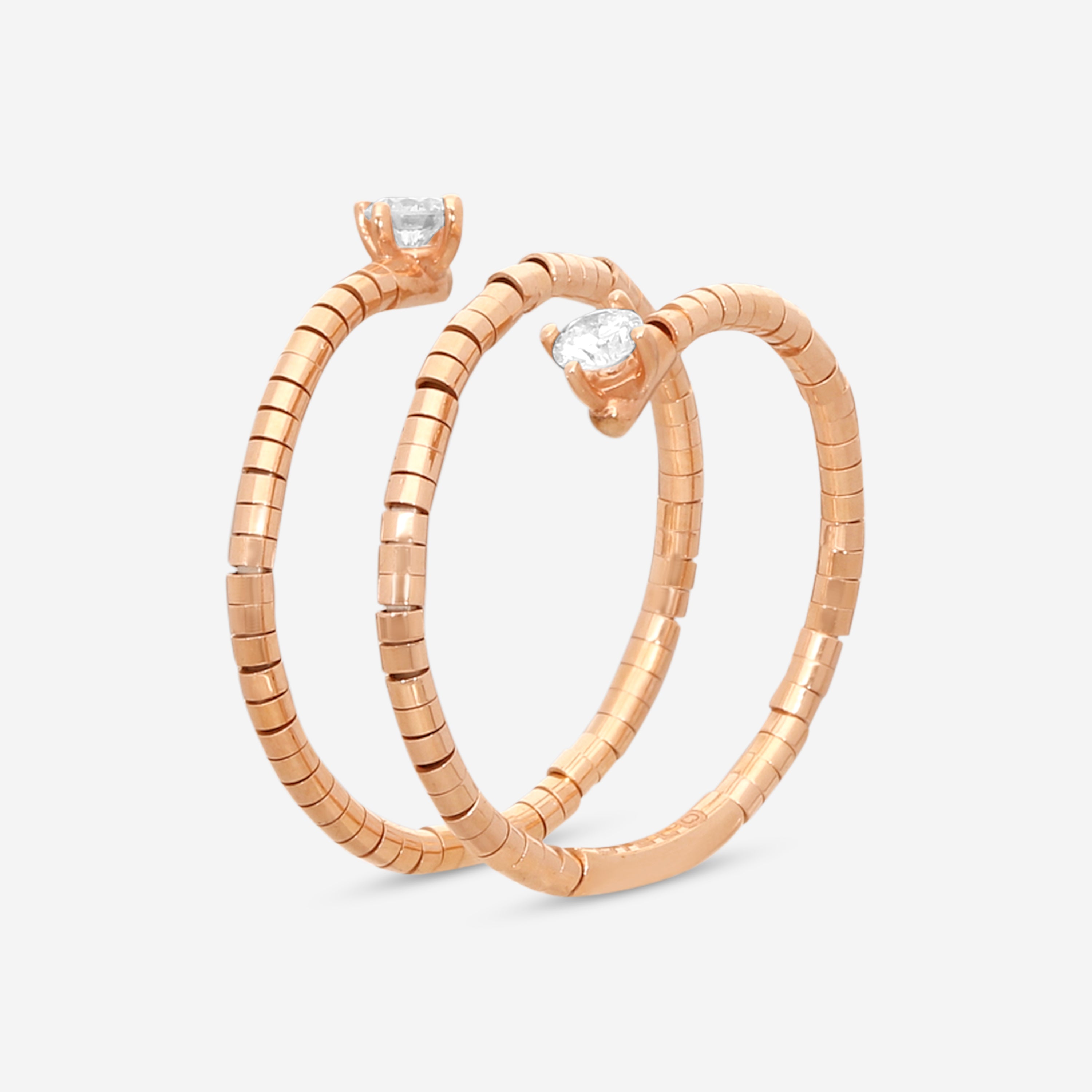 Mattia Cielo Rugiada Diamanti 18K Rose Gold & Titanium Diamond Wrap Ring LJWR299-PM — view 3