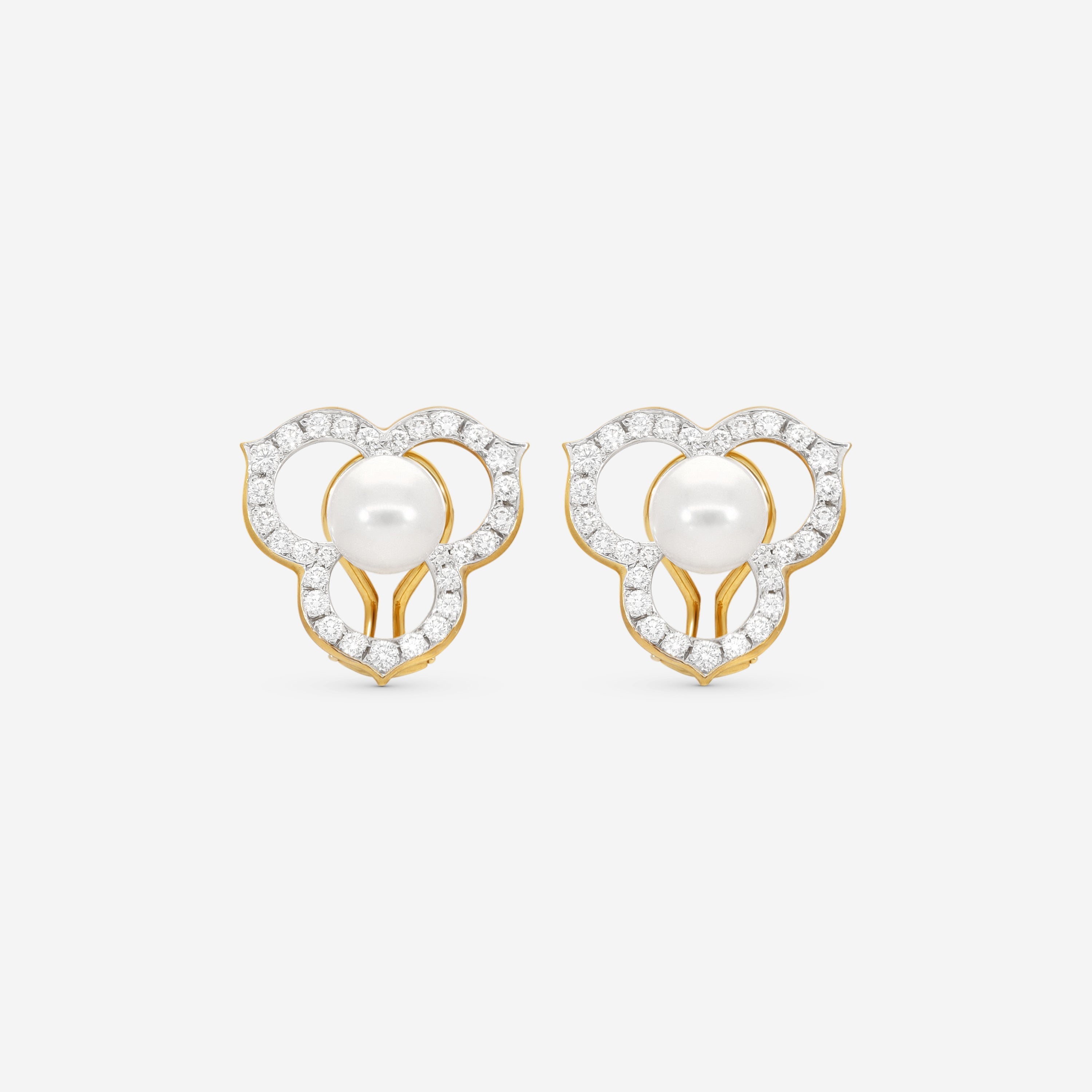 Assael Angela Cummings 18K Yellow Gold Diamond & Akoya Cultured Pearl Open Petal Earrings ACE0184