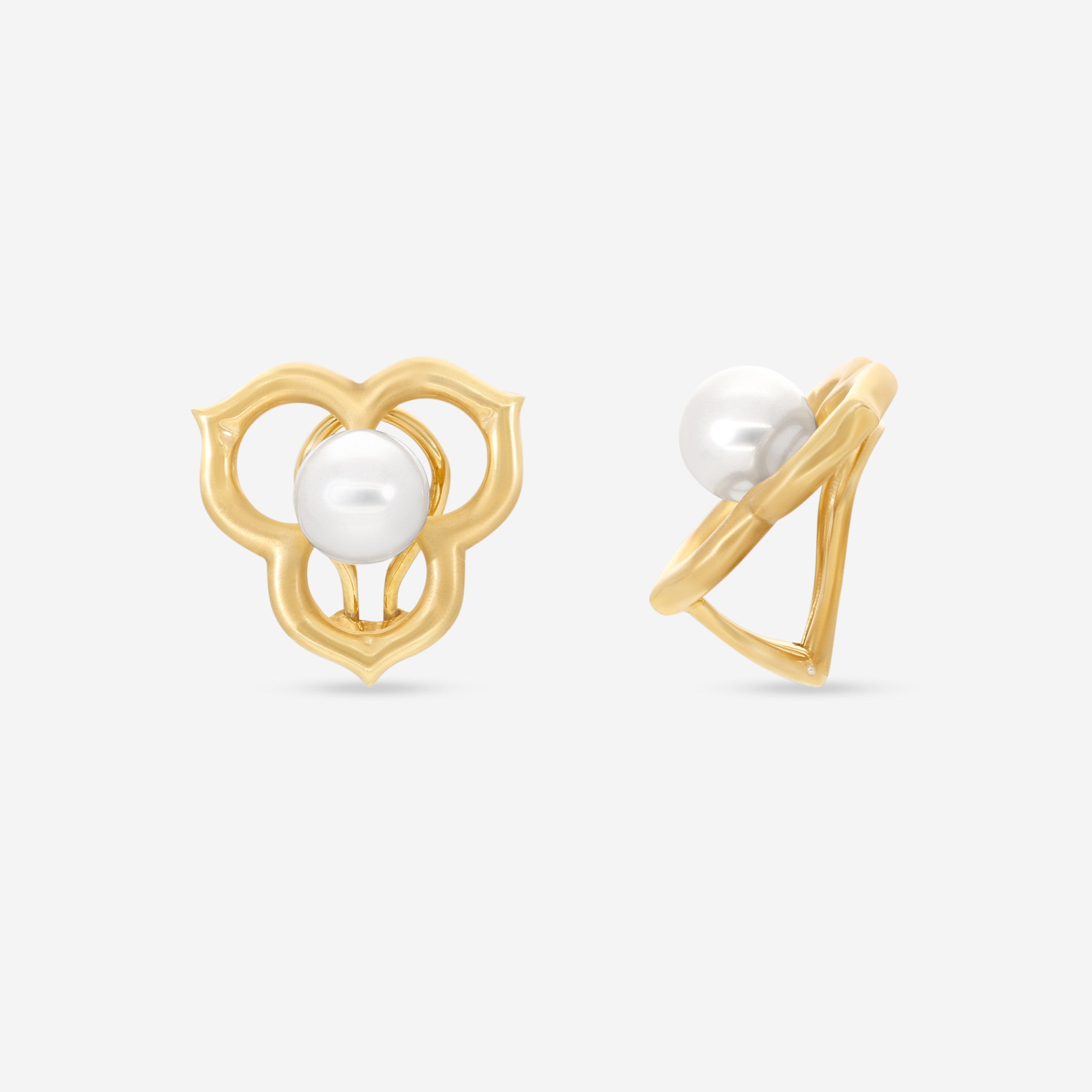 Assael Angela Cummings 18K Yellow Gold Akoya Pearl Open Petal Earrings ACE0163 — view 2