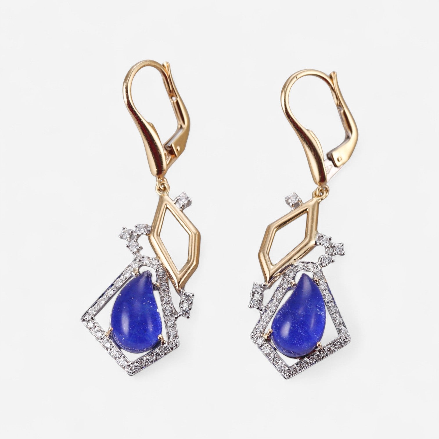 Tavanti 18K White & Yellow Gold Diamond, Lapis Lazuli & Rock Crystal Drop Earrings JF-75-0900F-30 — view 2