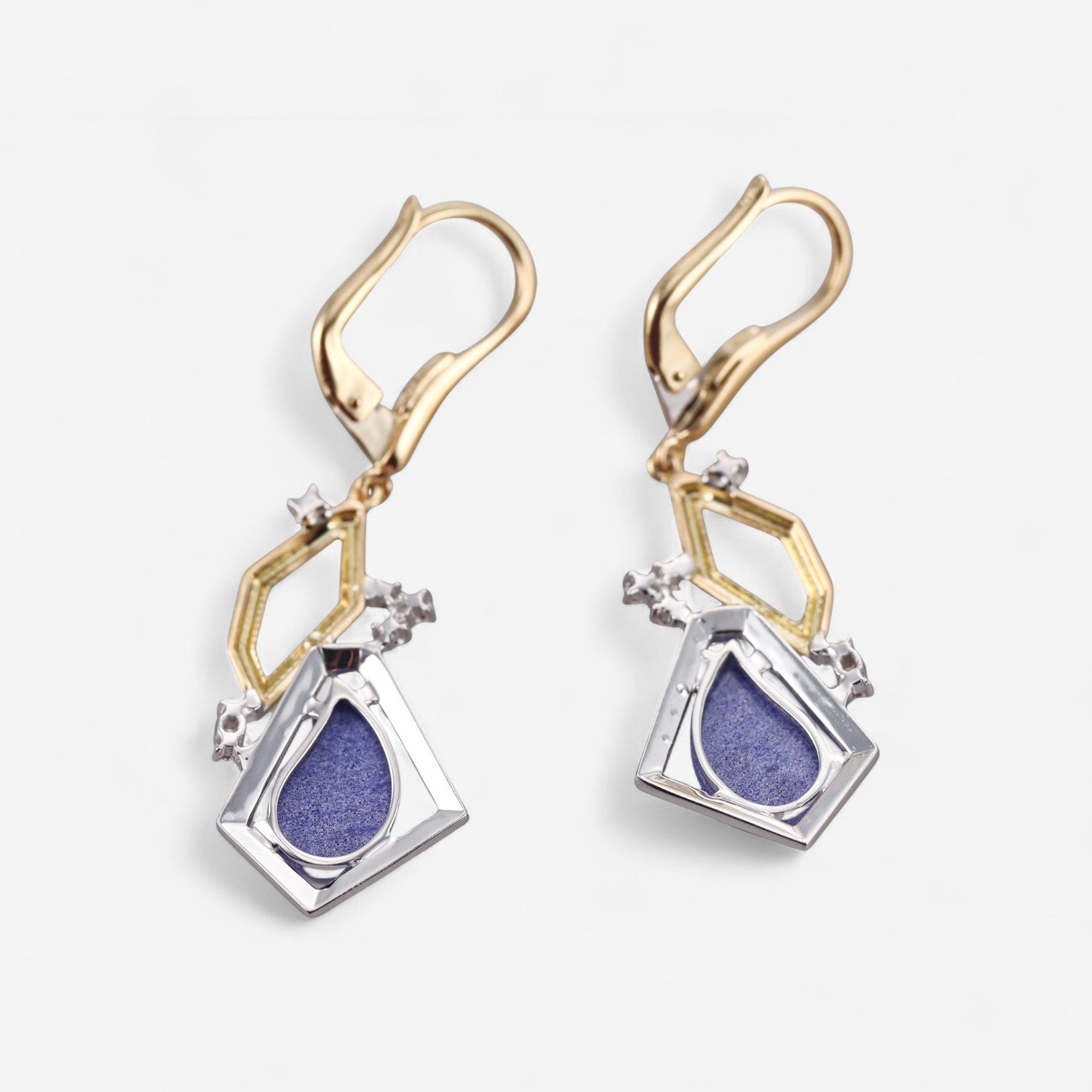 Tavanti 18K White & Yellow Gold Diamond, Lapis Lazuli & Rock Crystal Drop Earrings JF-75-0900F-30 — view 3