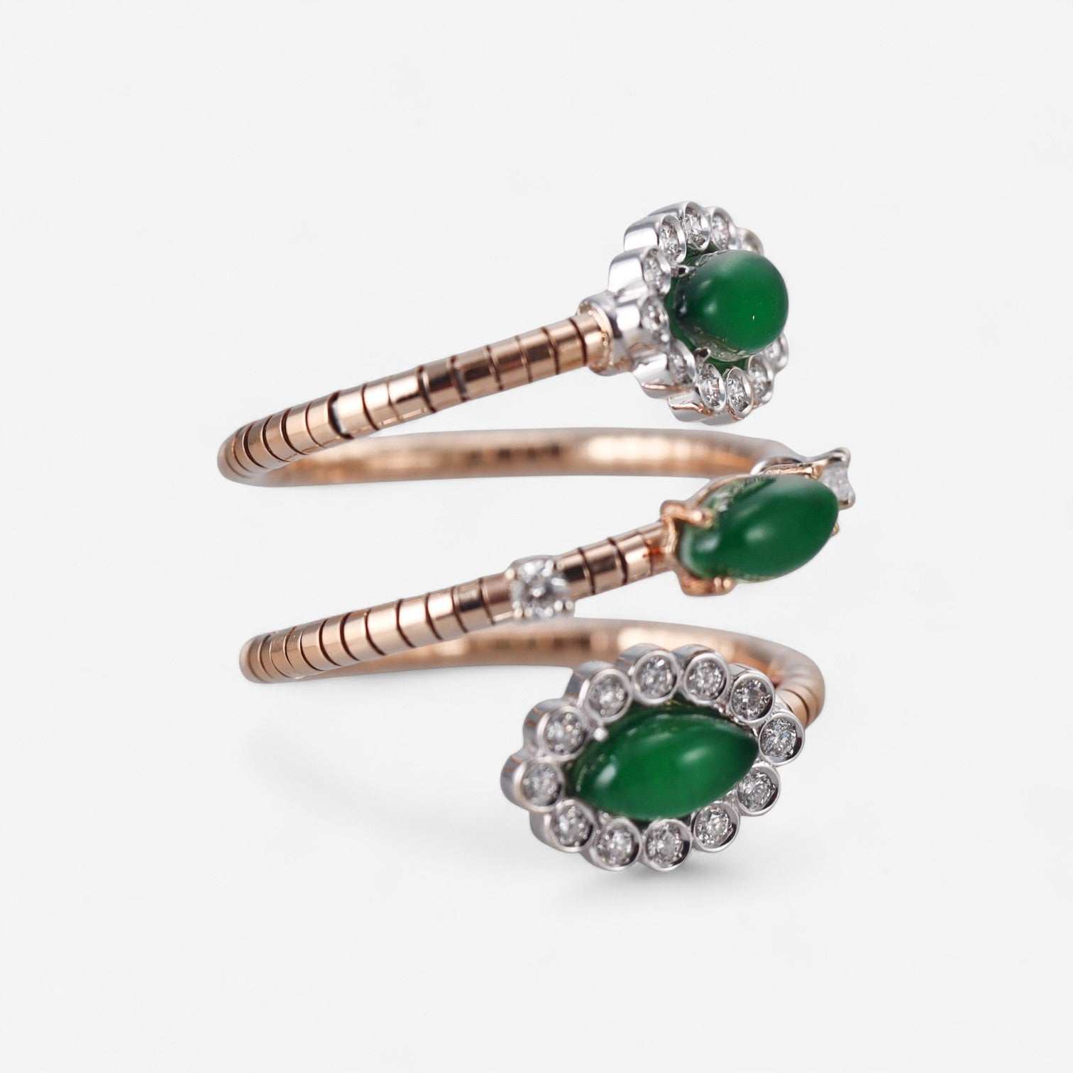 Tavanti 18K Rose & White Gold Diamond, Green Aventurine & Rock Crystal Ring Sz. 7.5 JF-20-0190F-32 — view 2
