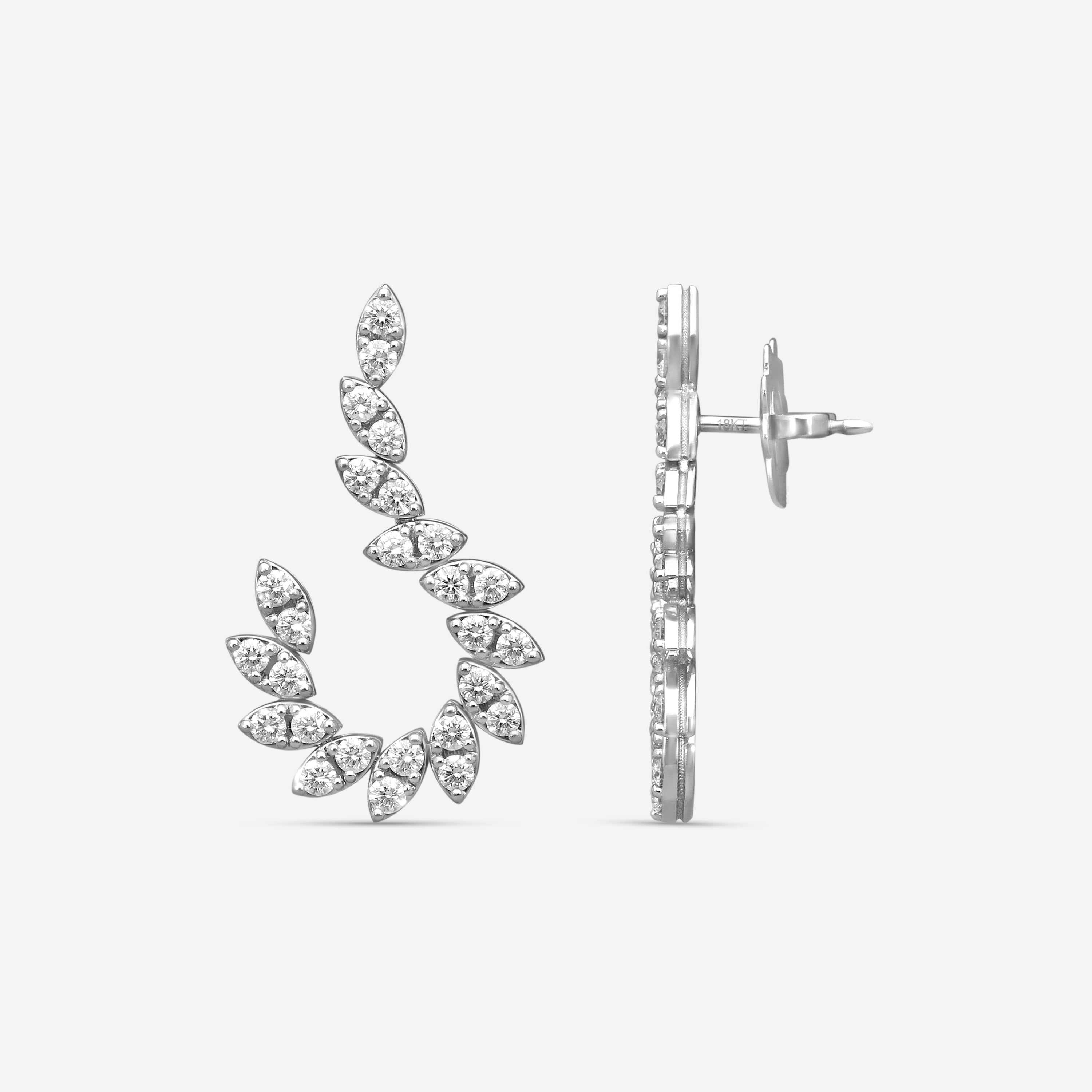 Roberto Coin Marquesa 18K White Gold Diamond Drop Earrings 8882873AWERX — view 3