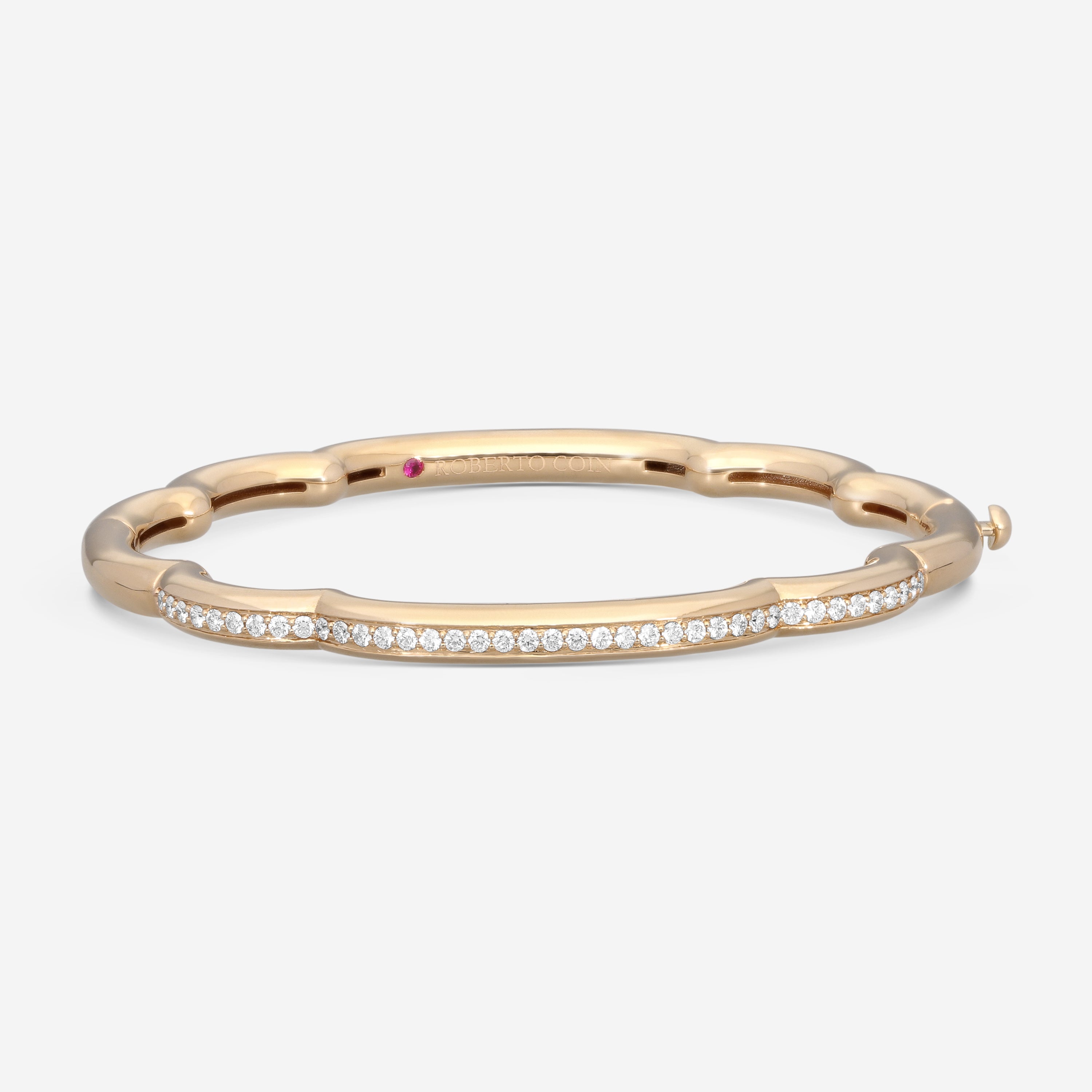 Roberto Coin Cialoma 18K Rose Gold Diamond Cloud Bangle Bracelet 7773574AXBAX