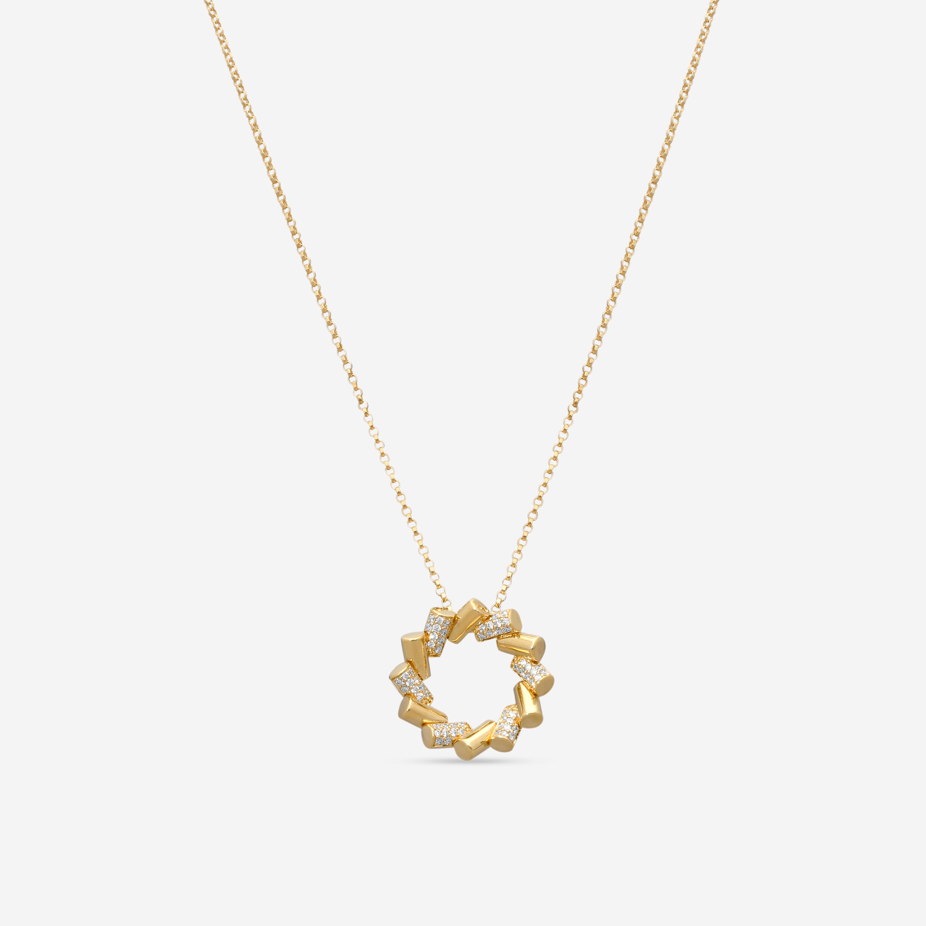 Roberto Coin Domino 18K Yellow Gold Diamond Pendant Necklace 8883335AY17X
