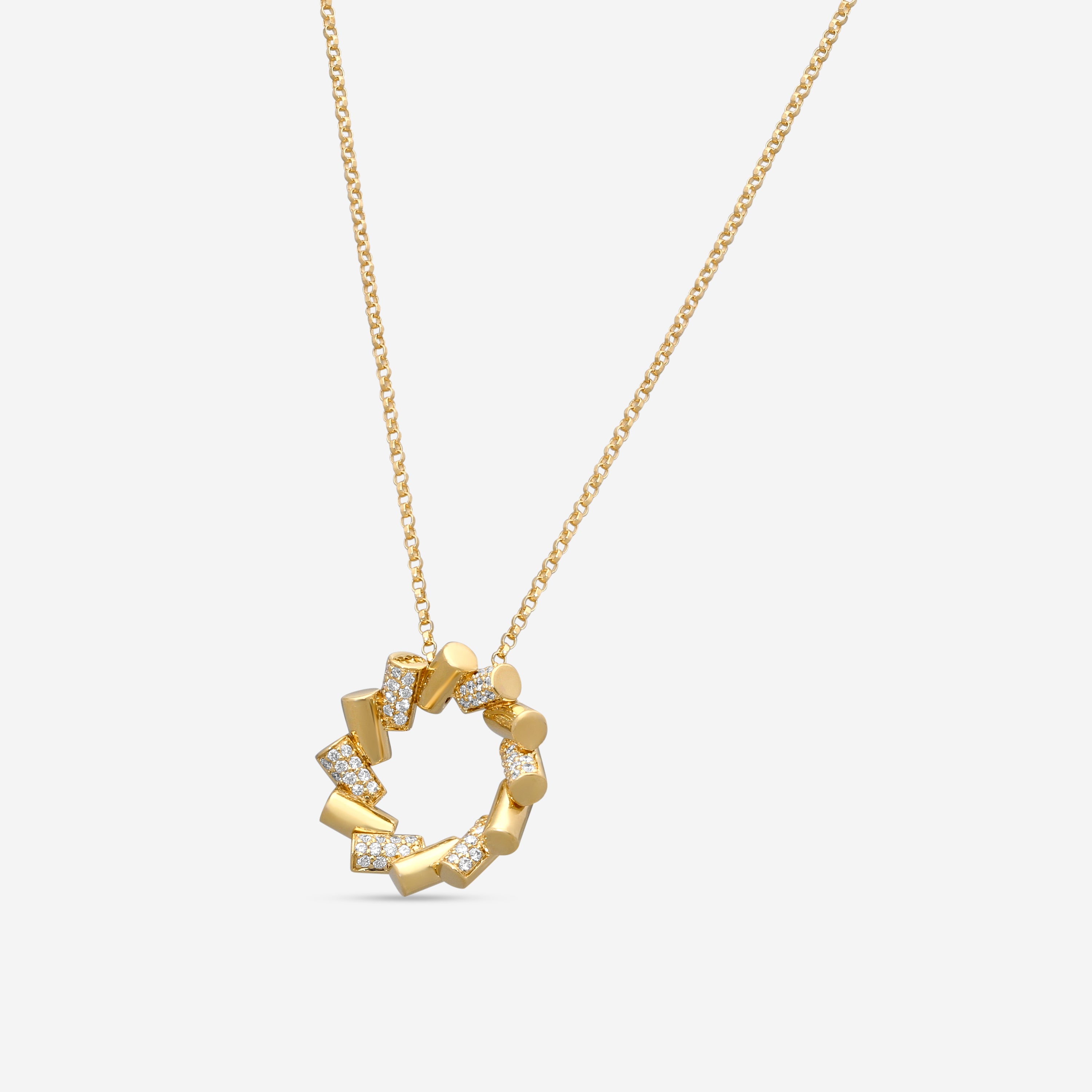 Roberto Coin Domino 18K Yellow Gold Diamond Pendant Necklace 8883335AY17X — view 2