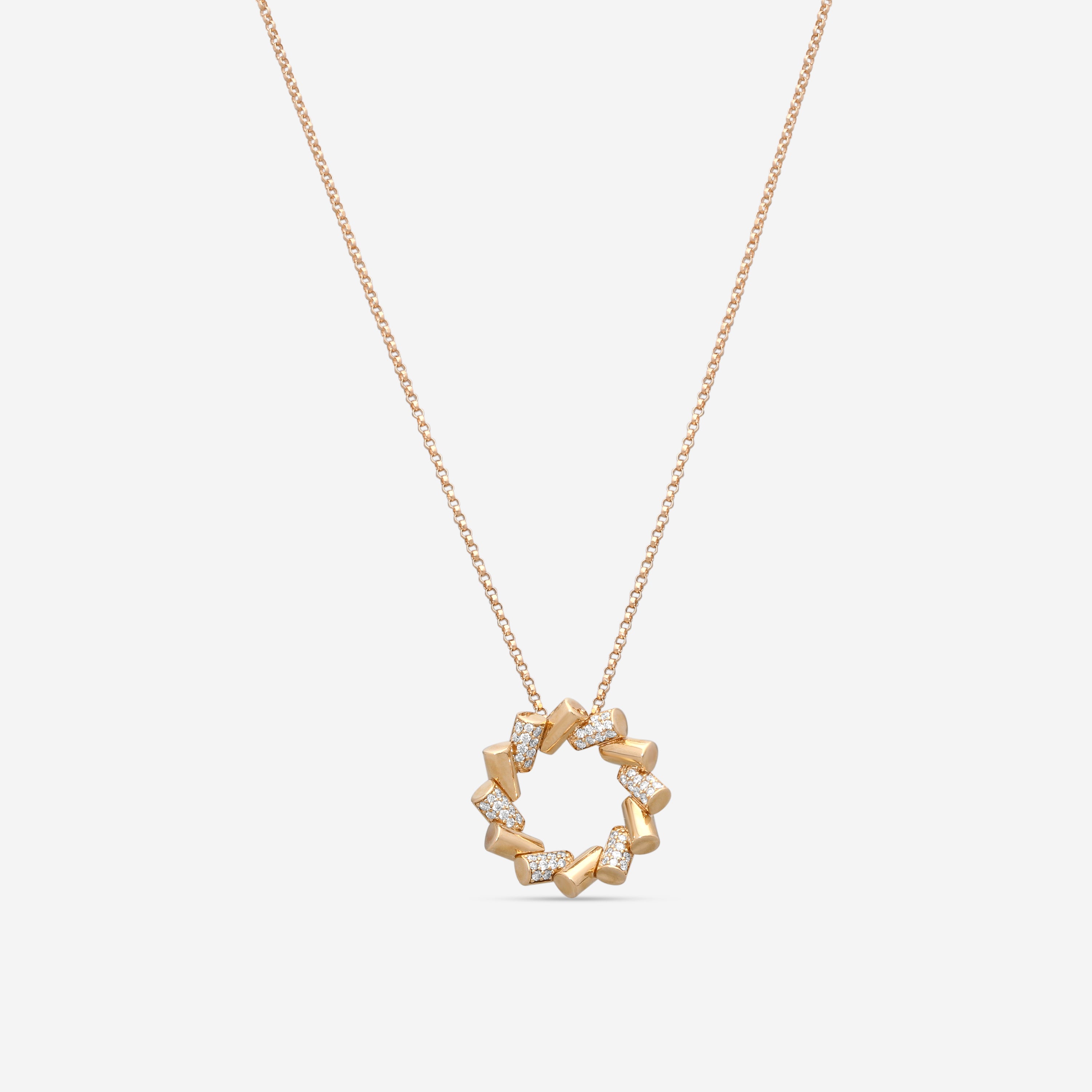 Roberto Coin Domino 18K Rose Gold Diamond Pendant Necklace 8883335AX17X