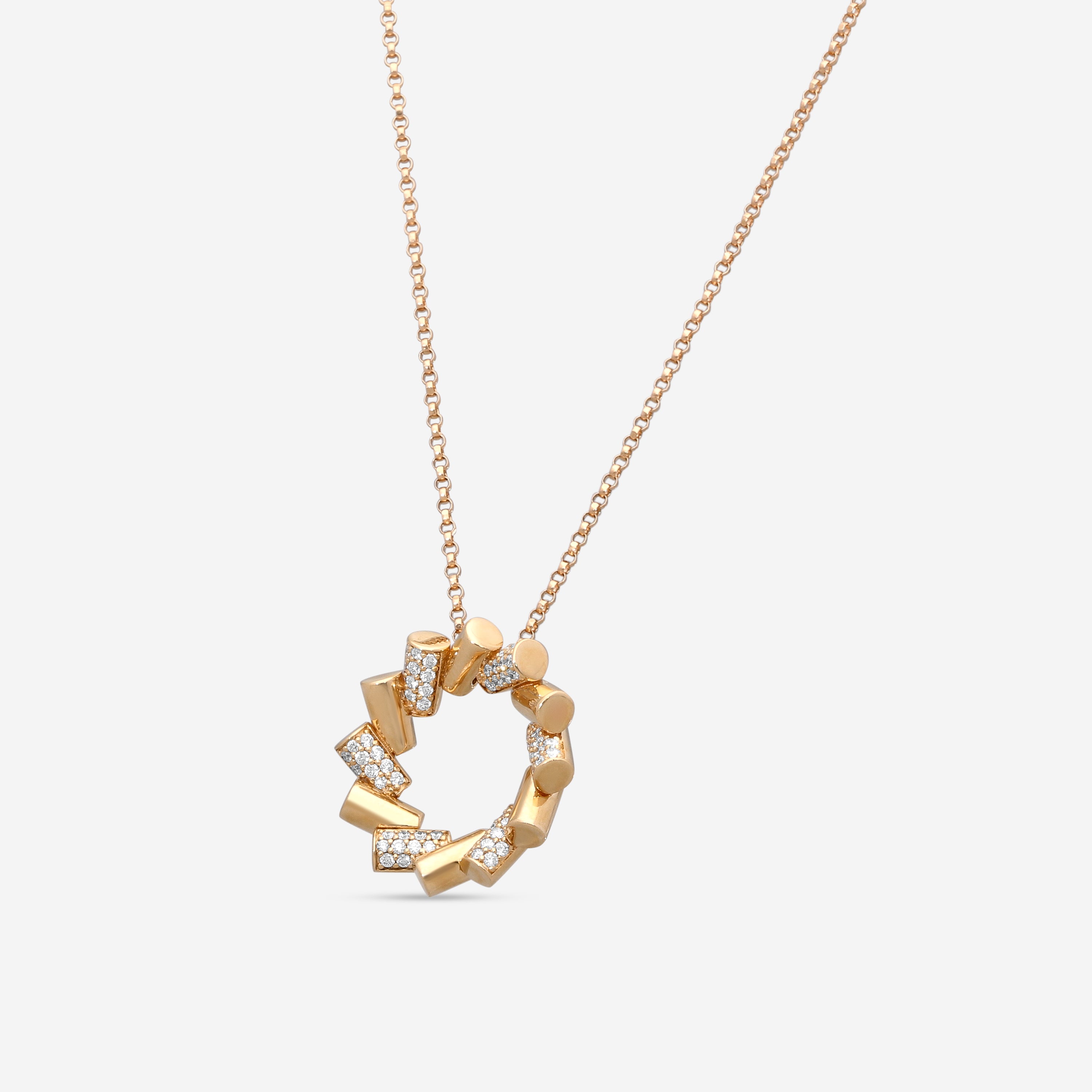 Roberto Coin Domino 18K Rose Gold Diamond Pendant Necklace 8883335AX17X — view 2