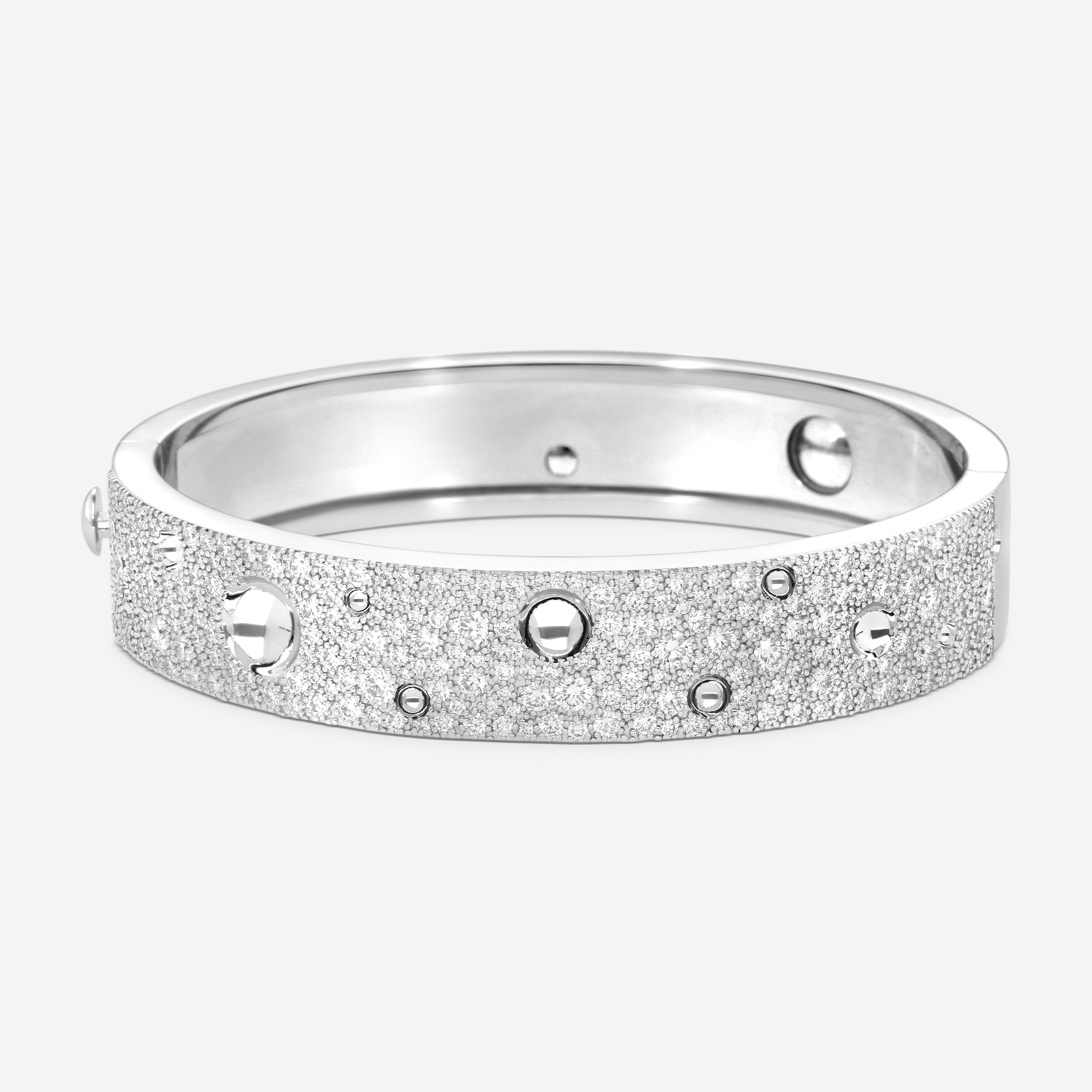 Roberto Coin Pois Moi Luna 18K White Gold Diamond Bangle Bracelet 8882510AWBAX