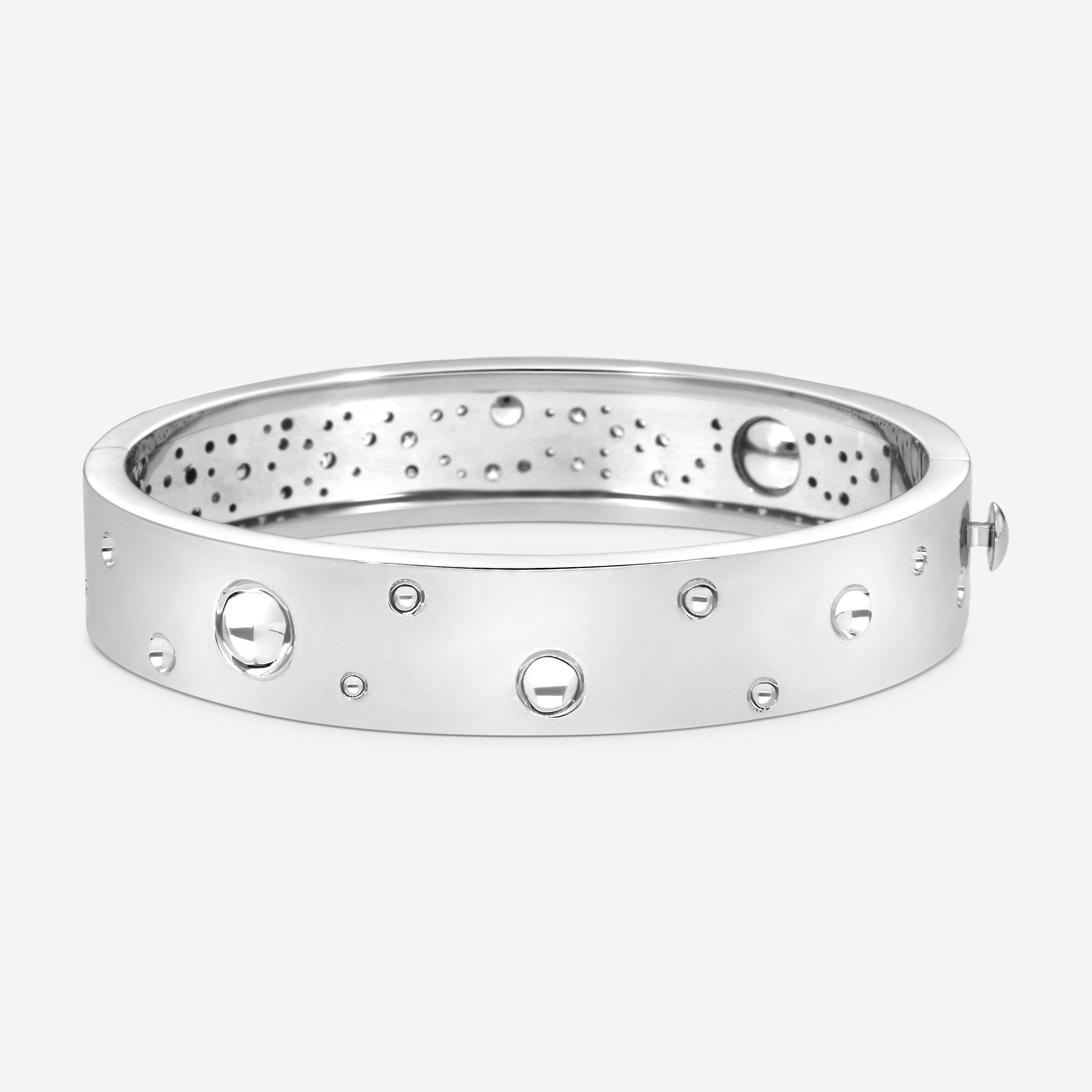 Roberto Coin Pois Moi Luna 18K White Gold Diamond Bangle Bracelet 8882510AWBAX — view 3