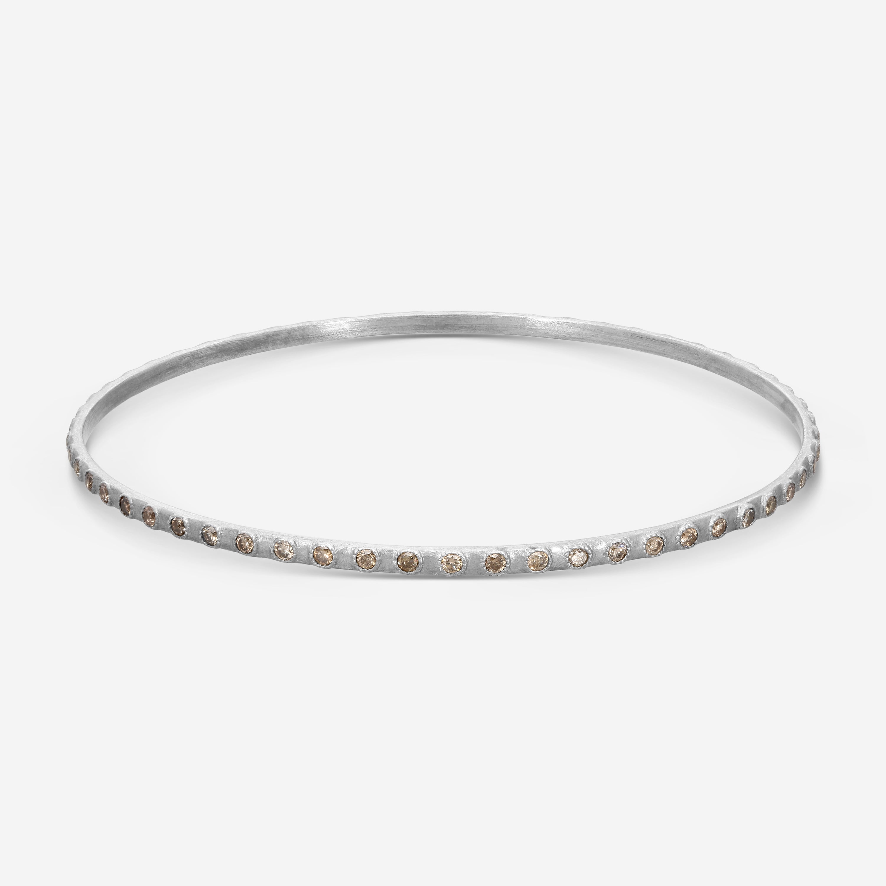 Armenta New World Sterling Silver Champagne Diamond Eternity Bangle Bracelet 02869 — view 3