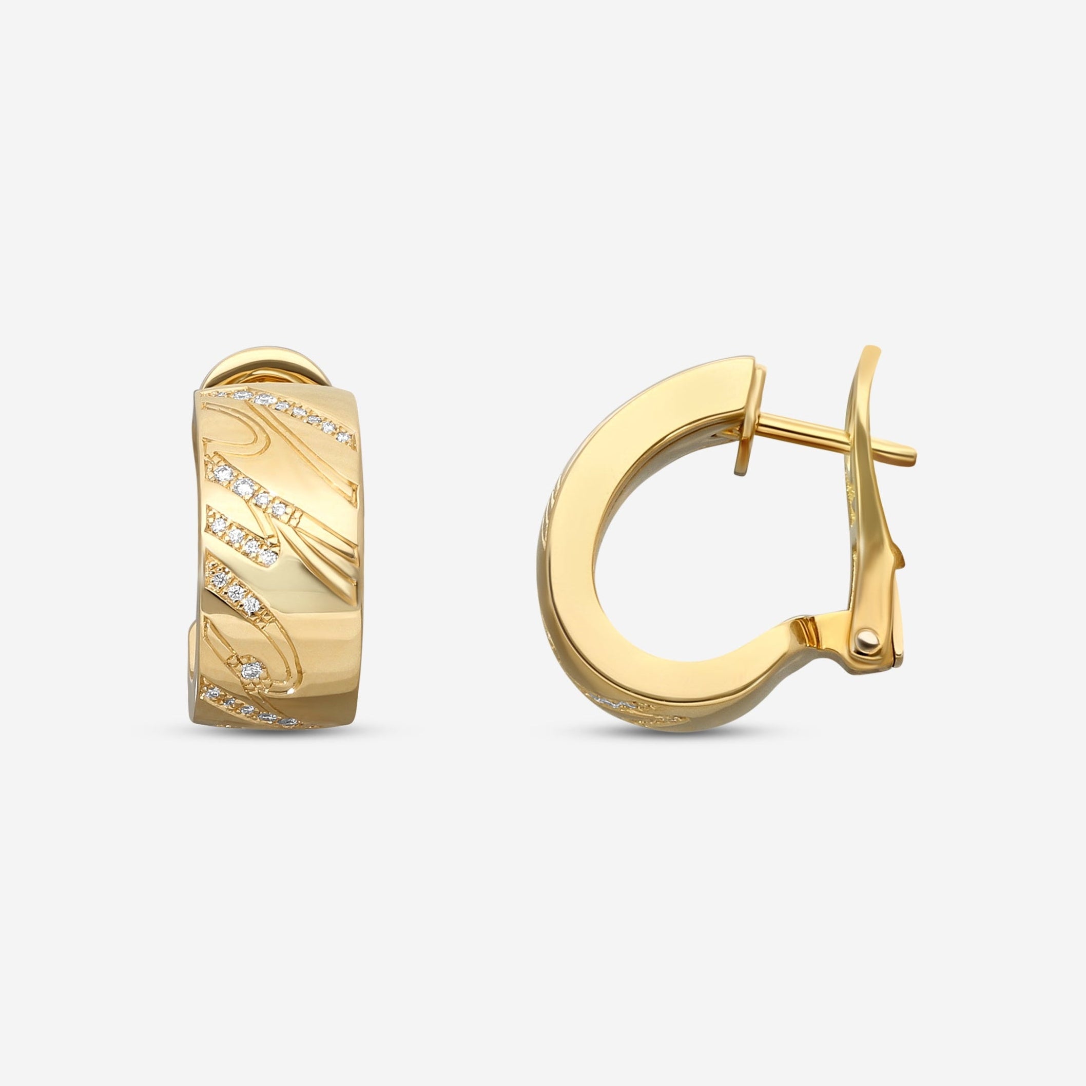 Chopard Chopardissimo 18K Yellow Gold Diamond Hoop Earrings 837031-0002 — view 3