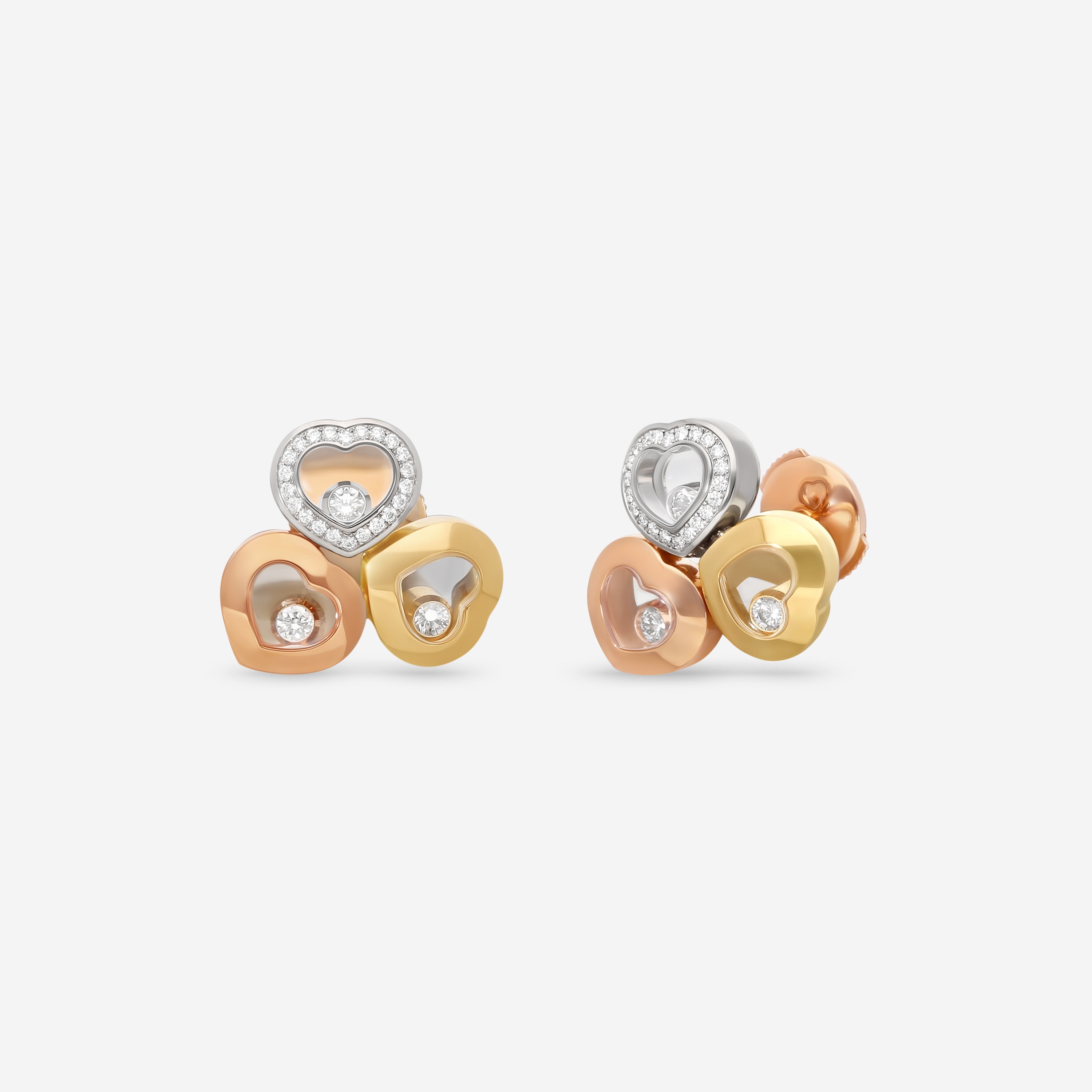 Chopard Happy Curves 18K Yellow, Rose & White Gold Diamond Earrings 839390-9002 — view 2