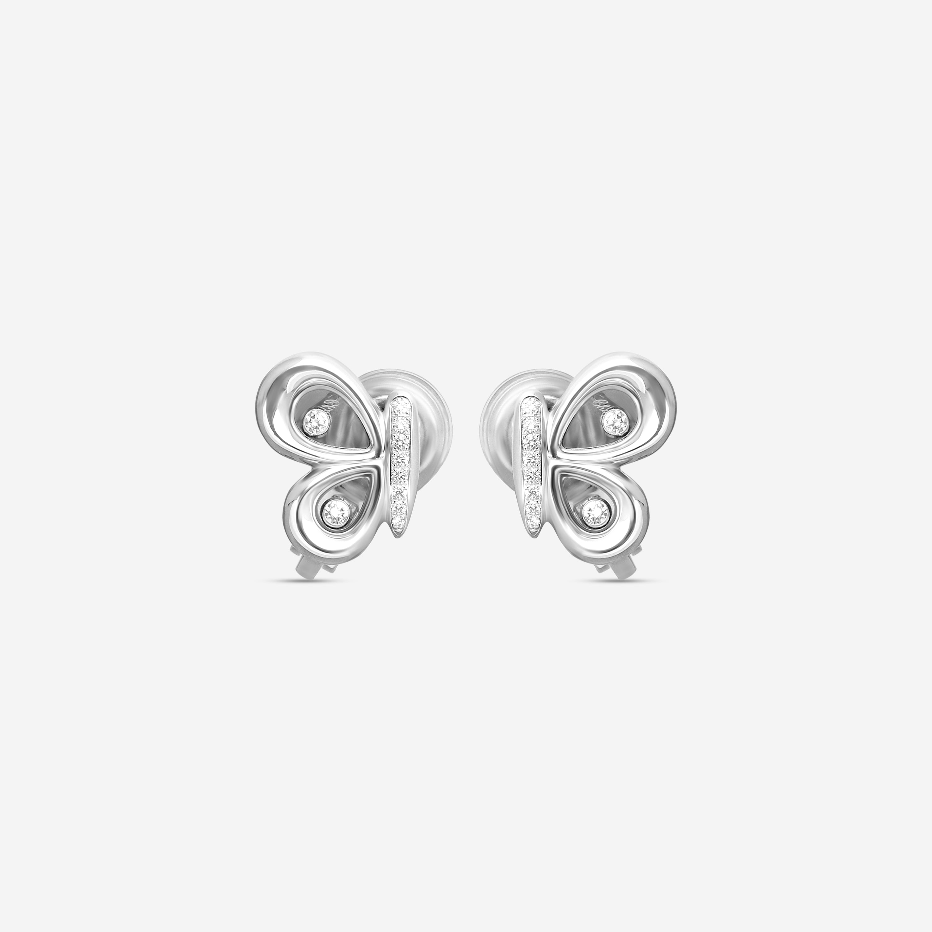 Chopard Happy Butterfly 18K White Gold Diamond Stud Earrings 849511-1201