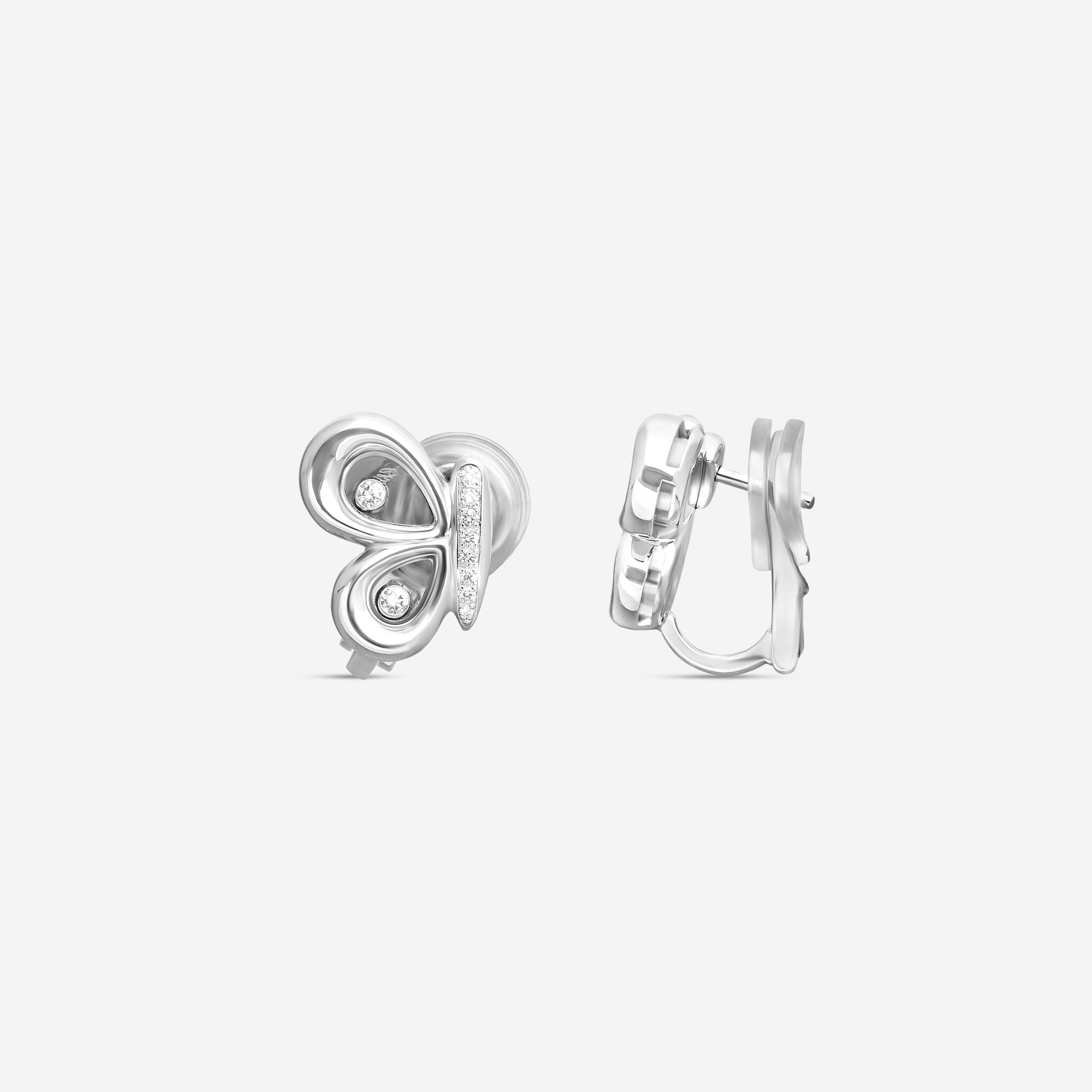 Chopard Happy Butterfly 18K White Gold Diamond Stud Earrings 849511-1201 — view 3