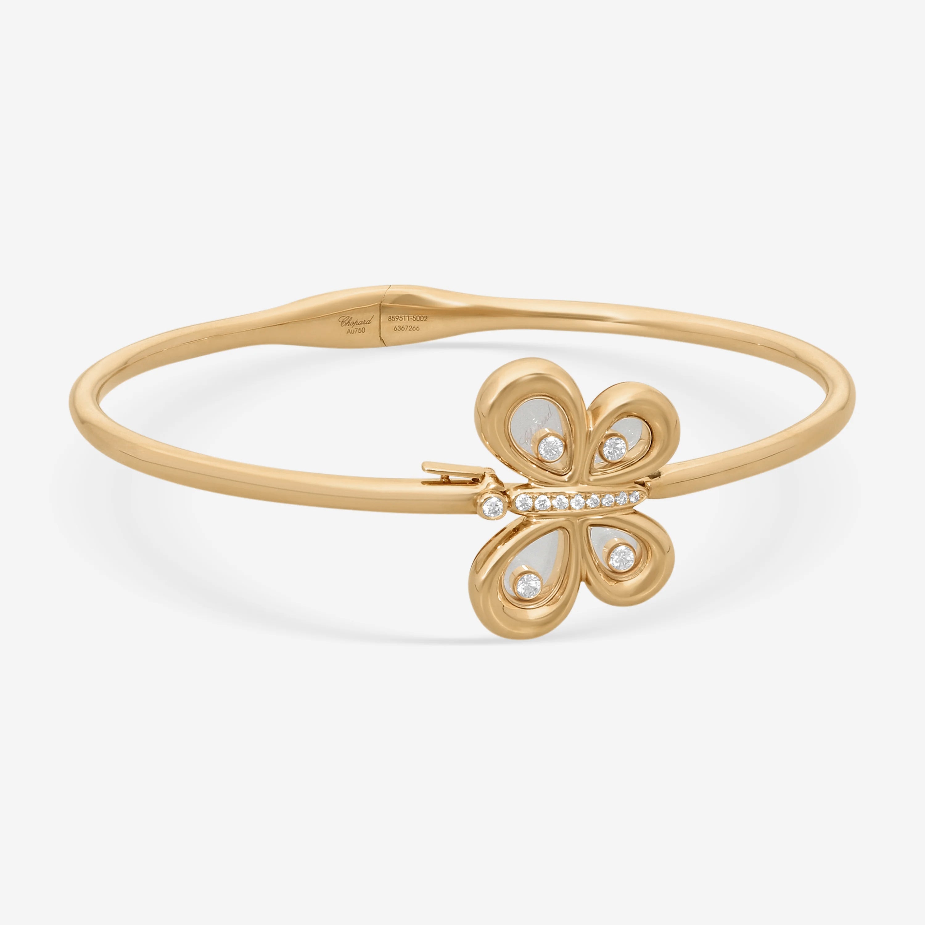Chopard Happy Butterfly 18K Rose Gold Diamond Butterfly Bangle Bracelet 859511-5002