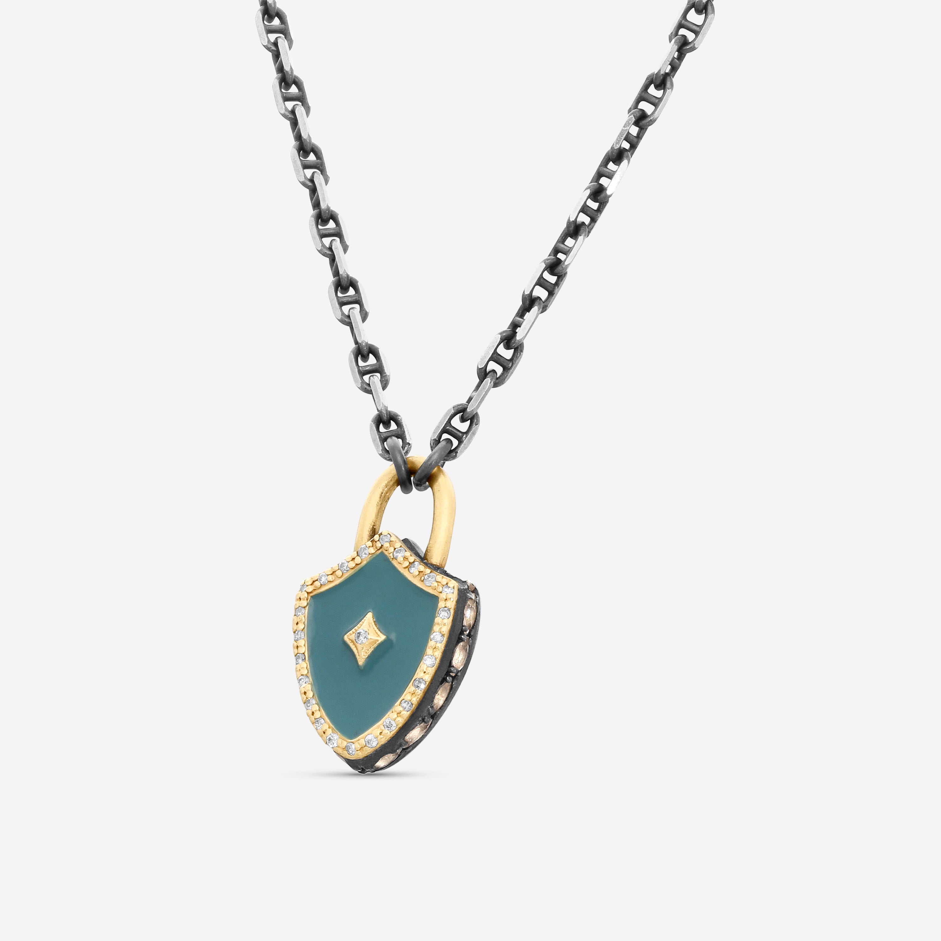 Armenta 14K Rose Gold, Blackened Sterling Silver & Teal Enamel Diamond & Morganite Pendant Necklace 19230 — view 2