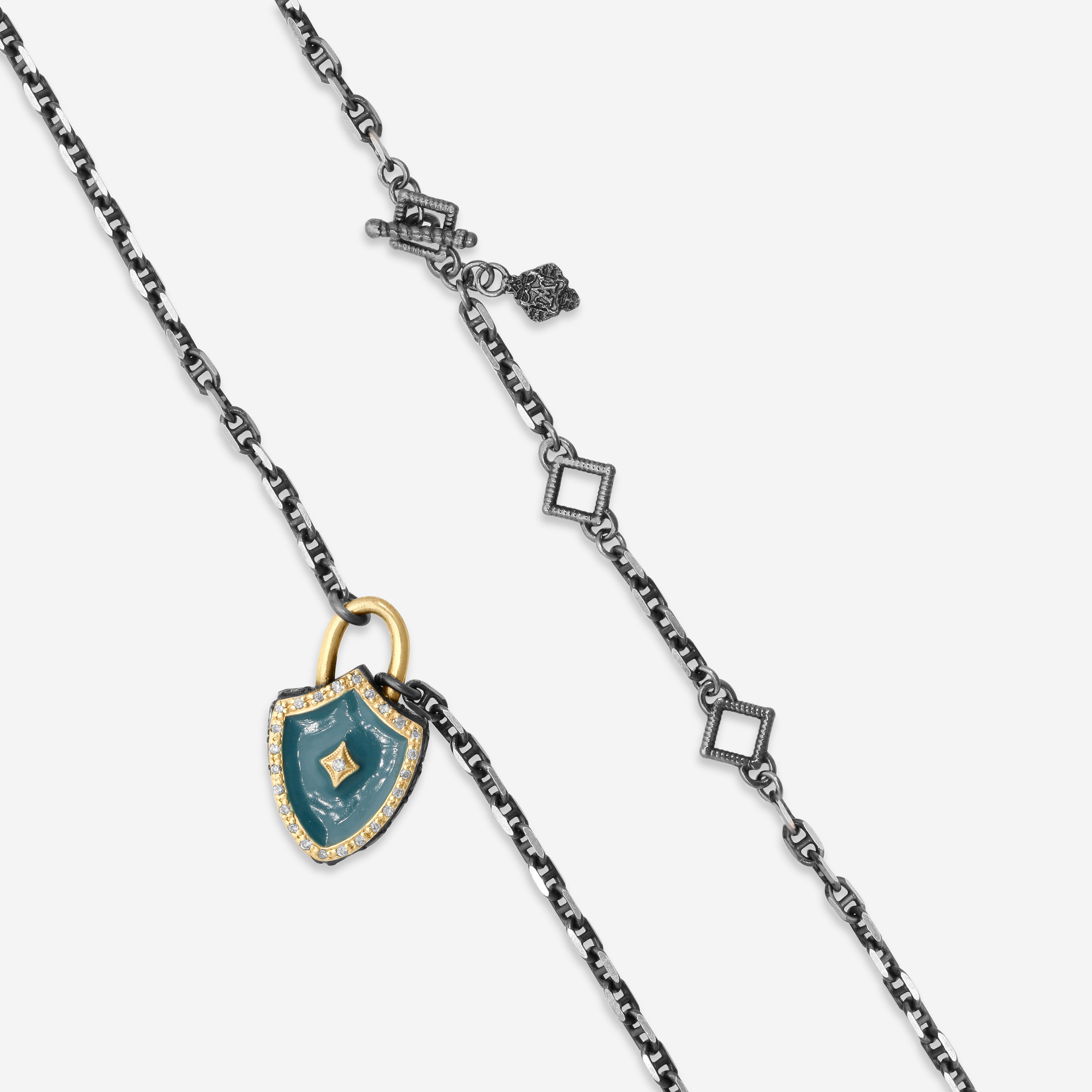 Armenta 14K Rose Gold, Blackened Sterling Silver & Teal Enamel Diamond & Morganite Pendant Necklace 19230 — view 3