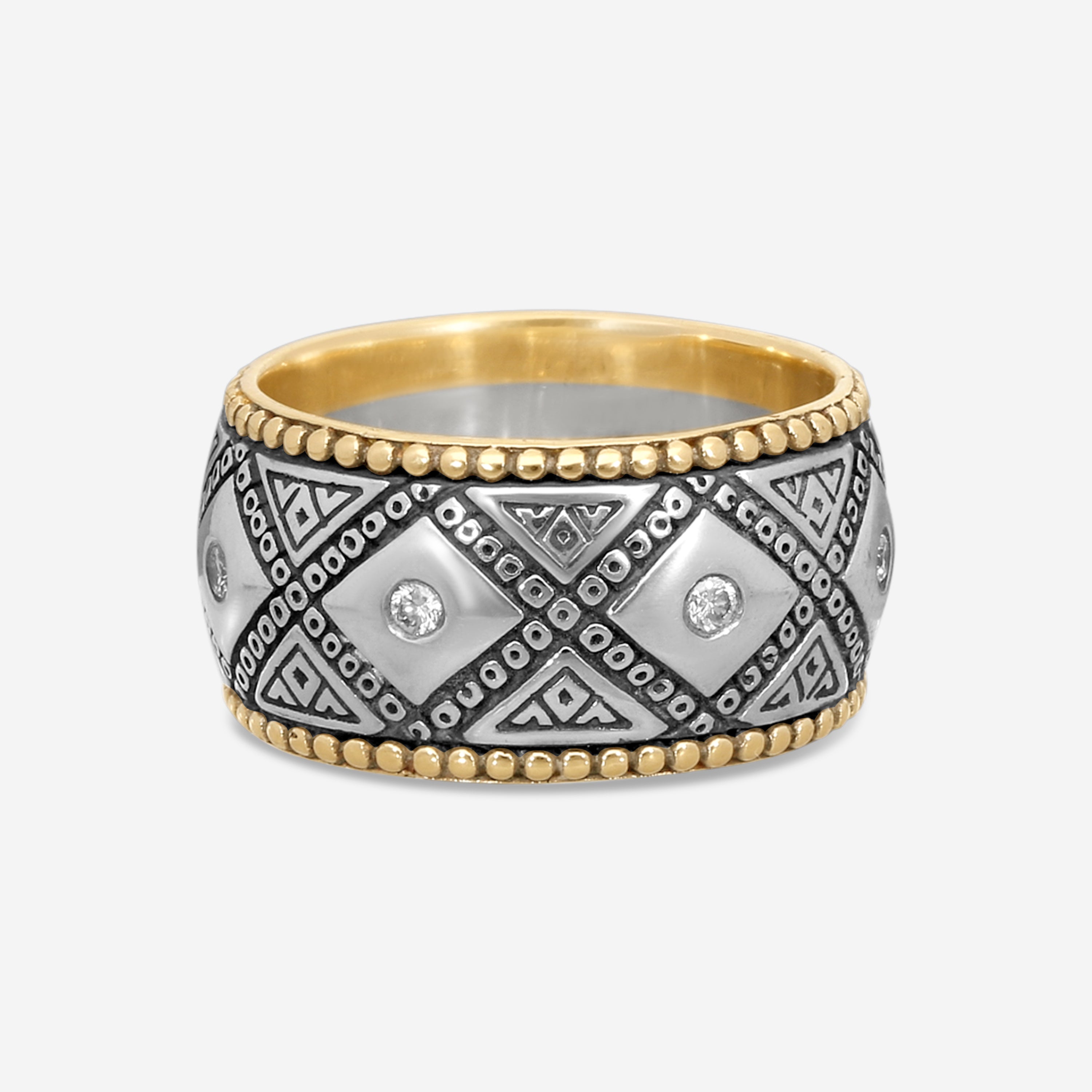 Konstantino Sterling Silver & 18K Yellow Gold Diamond Band Ring Sz. 9 DKJ335-109 — view 2