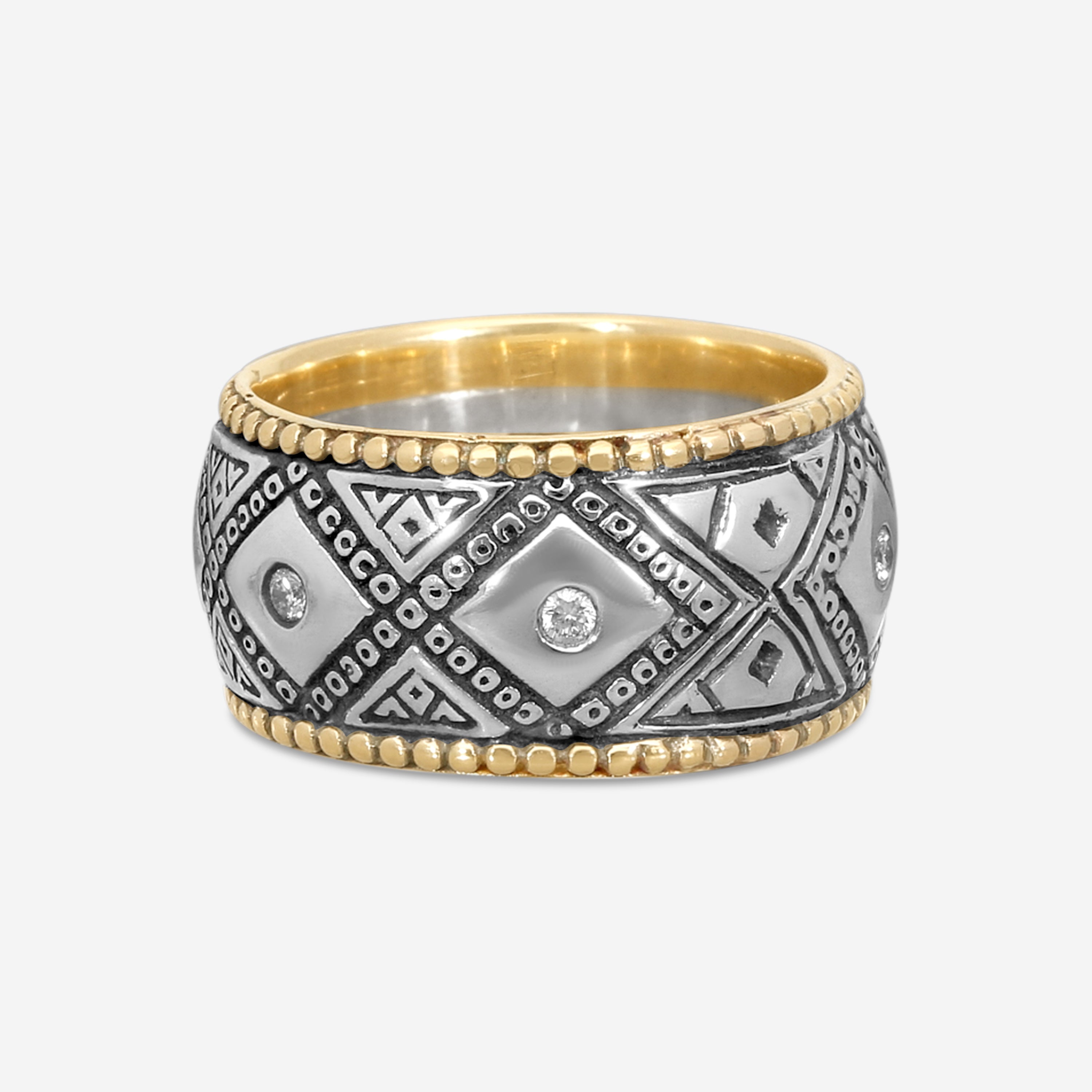 Konstantino Sterling Silver & 18K Yellow Gold Diamond Band Ring Sz. 9 DKJ335-109 — view 3