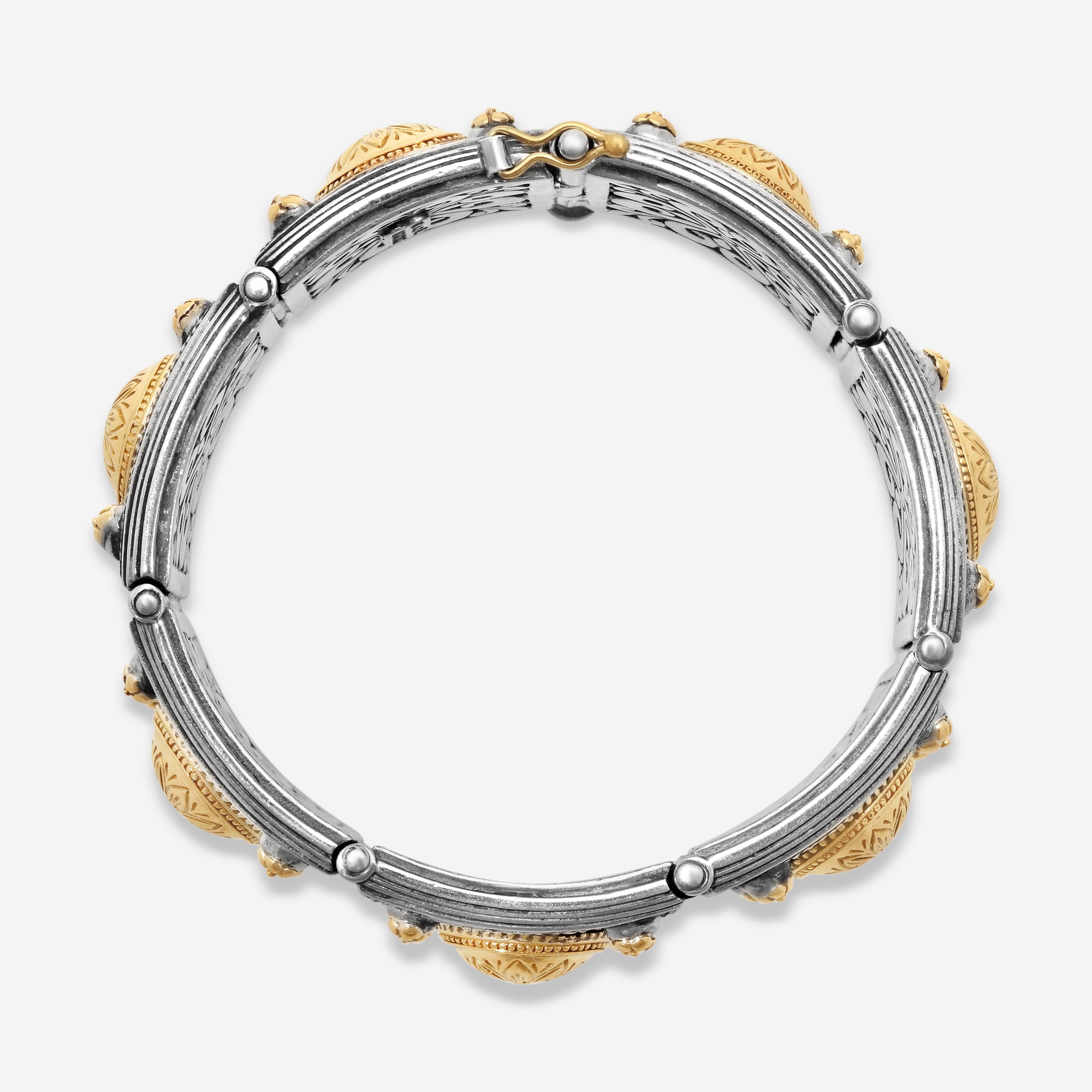 Konstantino SG Classic Sterling Silver & 18K Yellow Gold Onyx Bracelet BKJ38-130-7U — view 2