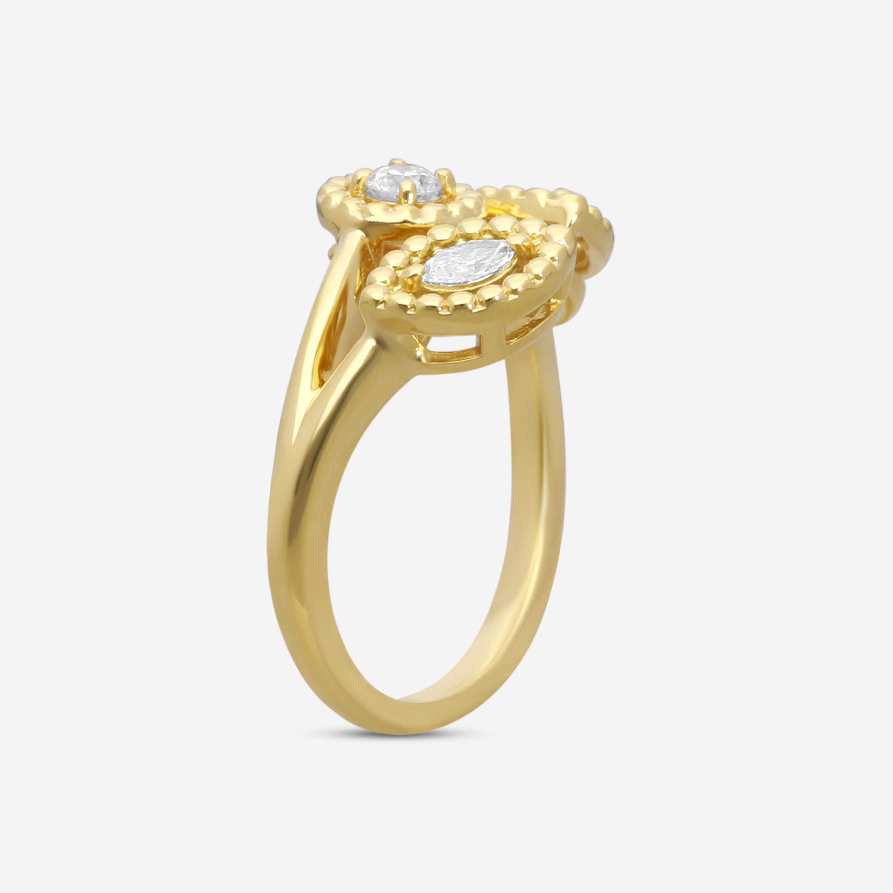 Roberto Coin 18K Yellow Gold Dolcetto Three Stone Diamond Ring Sz. 6.5 111491AY65X0 — view 2